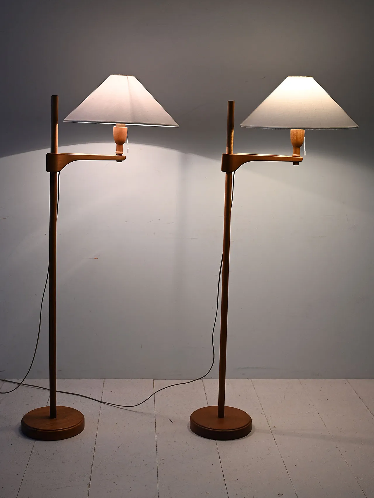 Pair of Carl Malmsten teak lamps, 60s 1