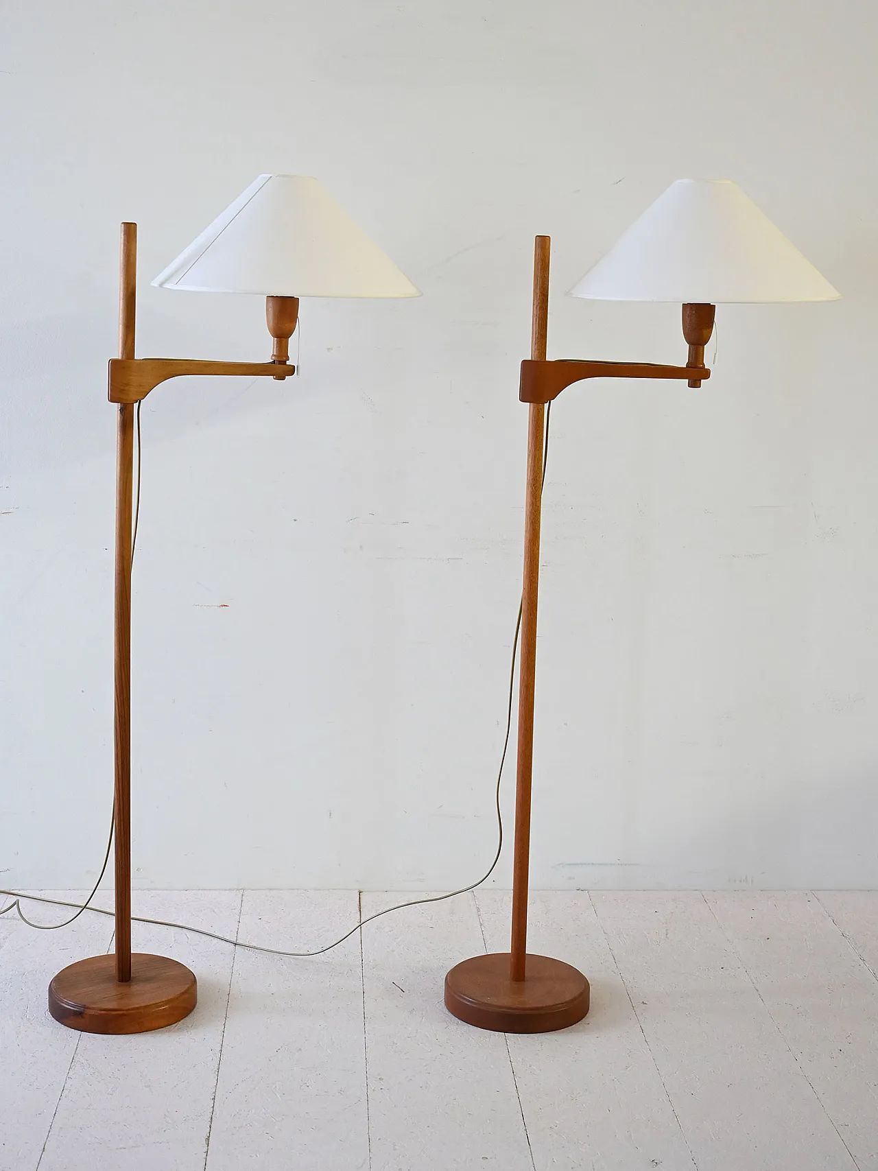 Pair of Carl Malmsten teak lamps, 60s 2
