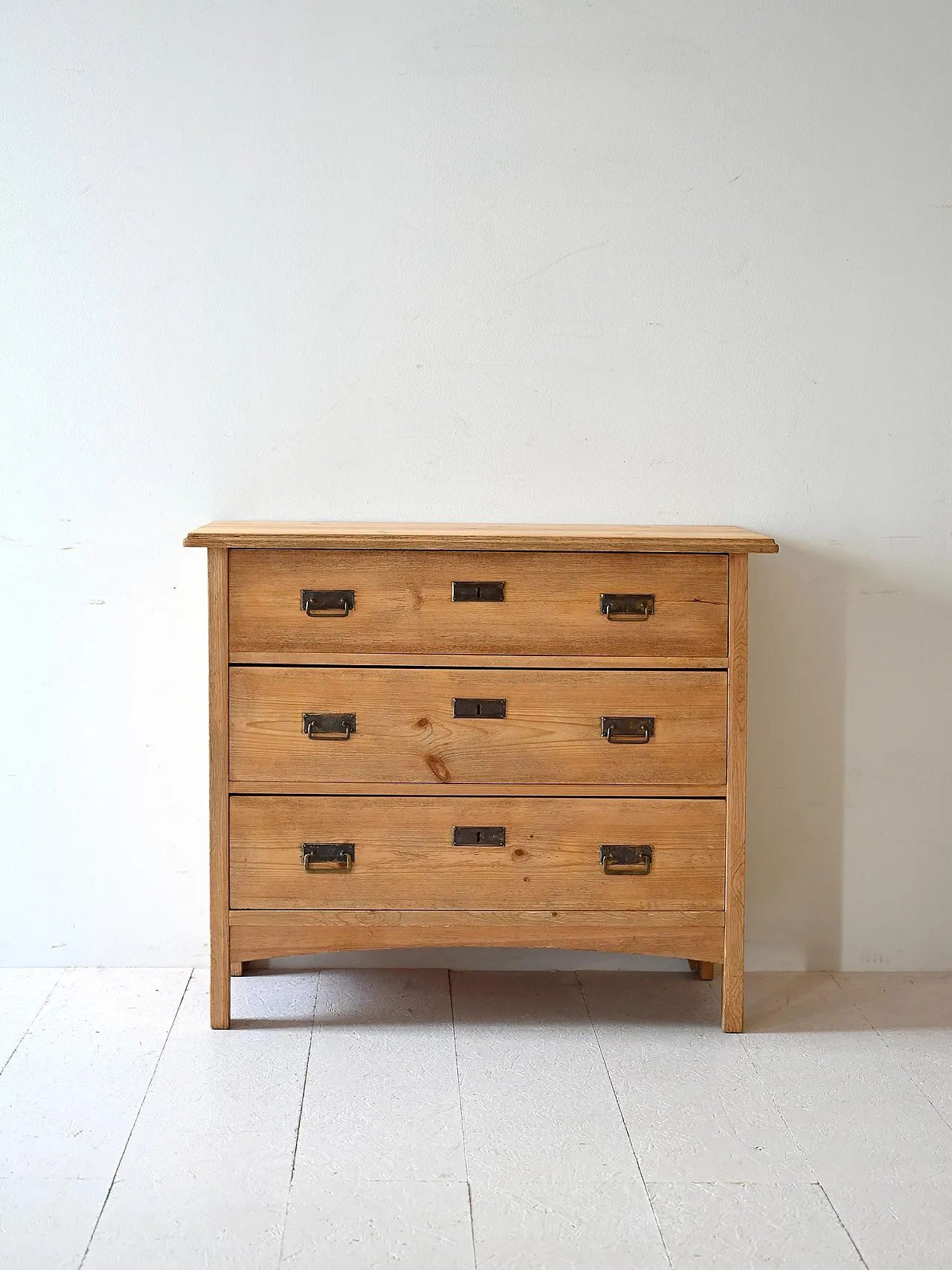 Scandinavian wooden chest of wood with iron handles 2