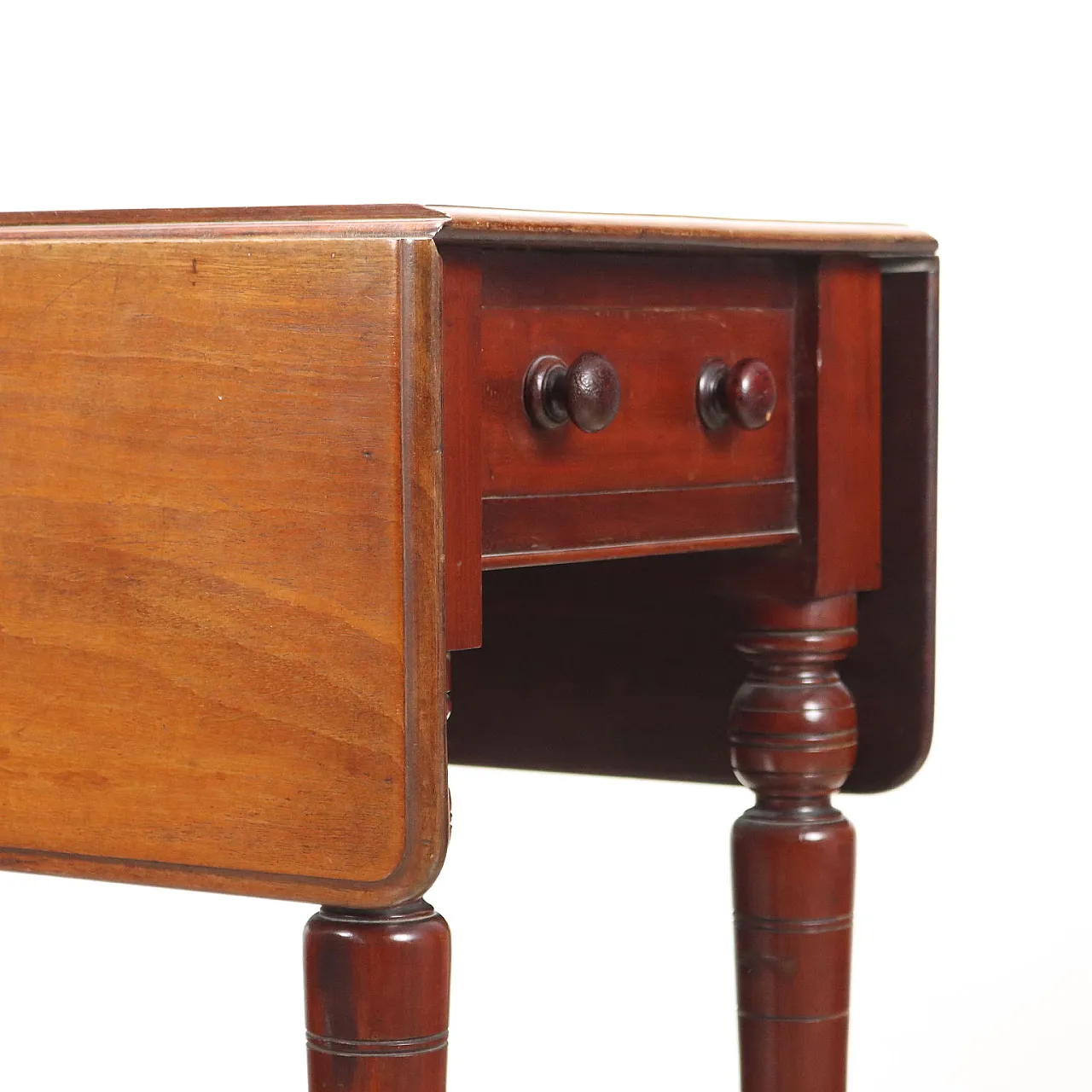 Tavolino a bandelle in mogano con cassetti, '800 6