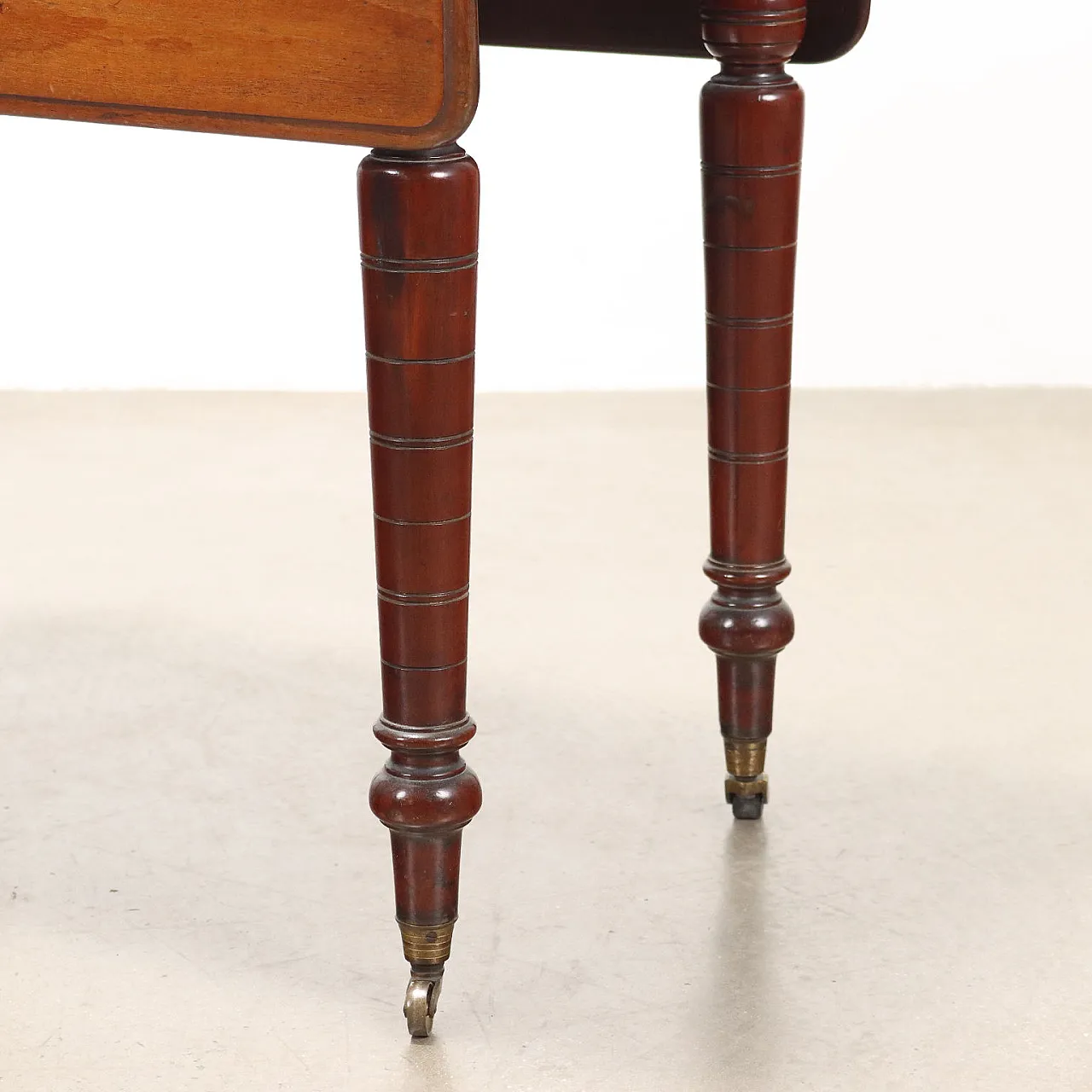 Tavolino a bandelle in mogano con cassetti, '800 7