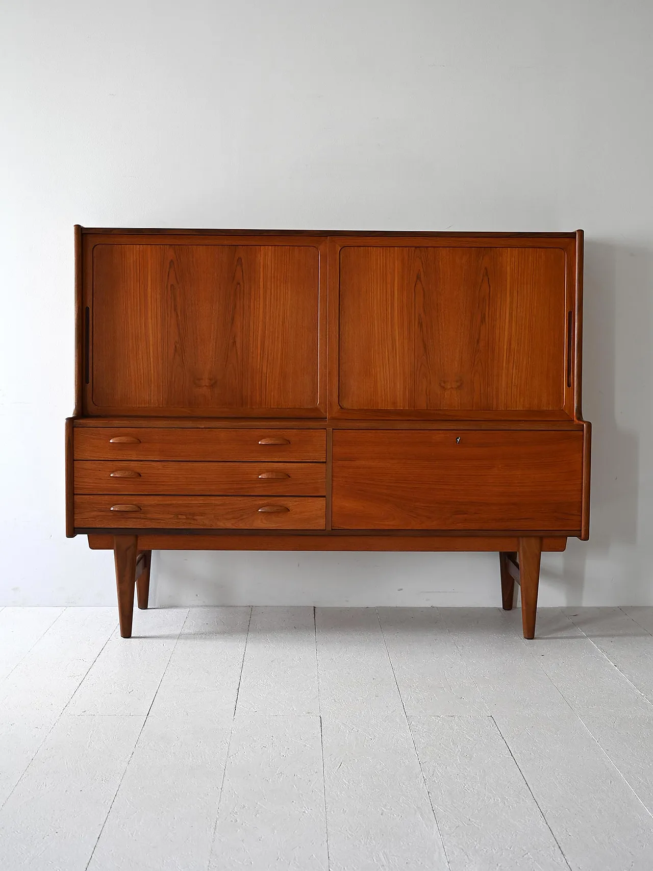 Credenza alta scandinava in teak, anni '60 2