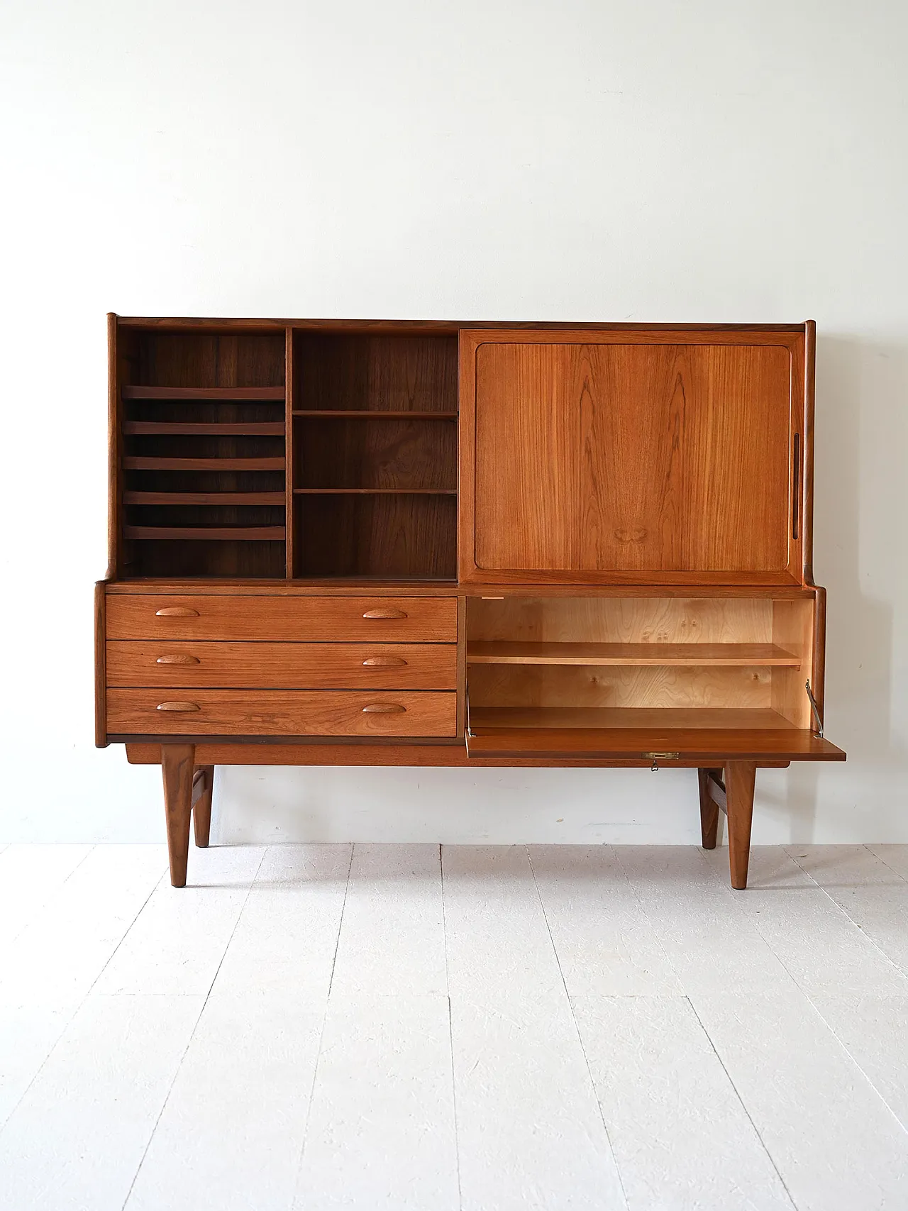 Credenza alta scandinava in teak, anni '60 3