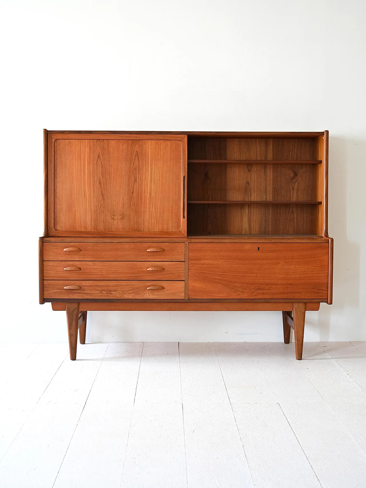 Credenza alta scandinava in teak, anni '60 4