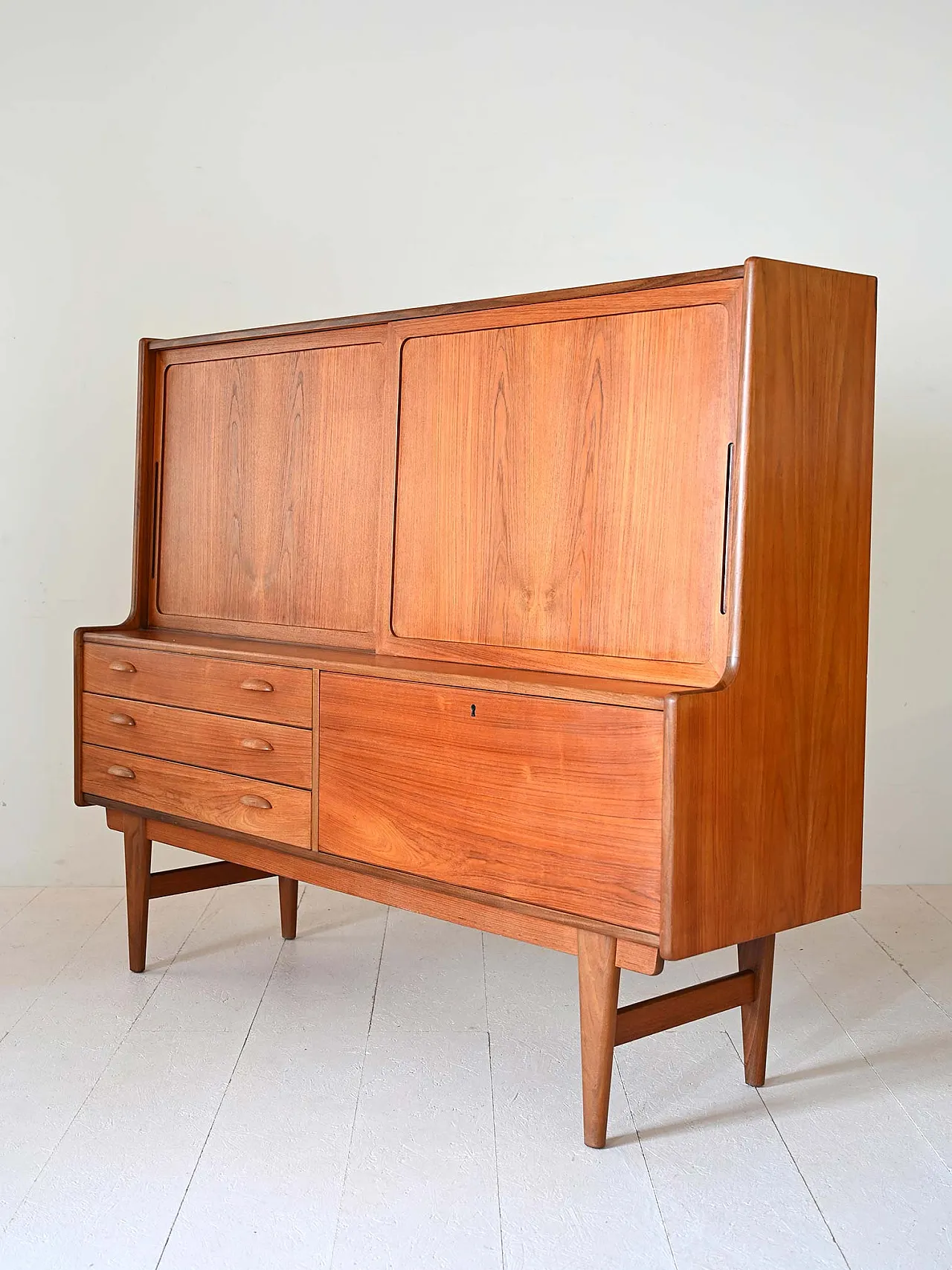 Credenza alta scandinava in teak, anni '60 6