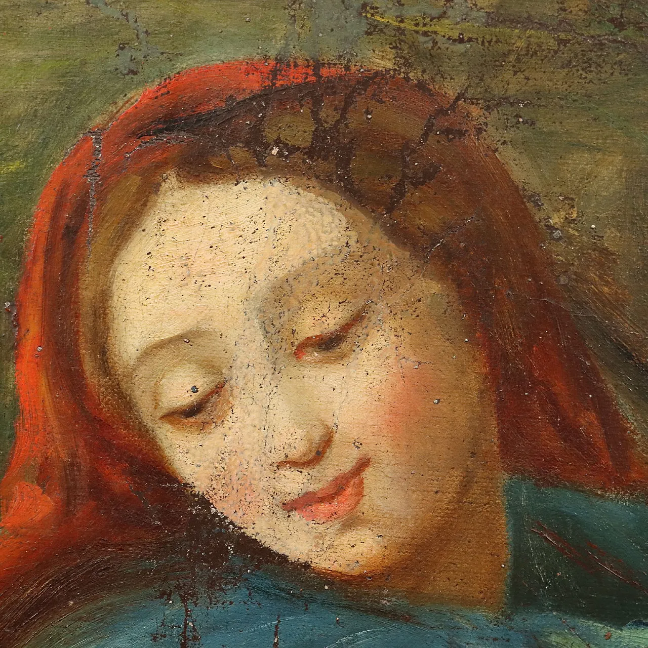 Woman, child and ox, oil painting on canvas, 19th century 4