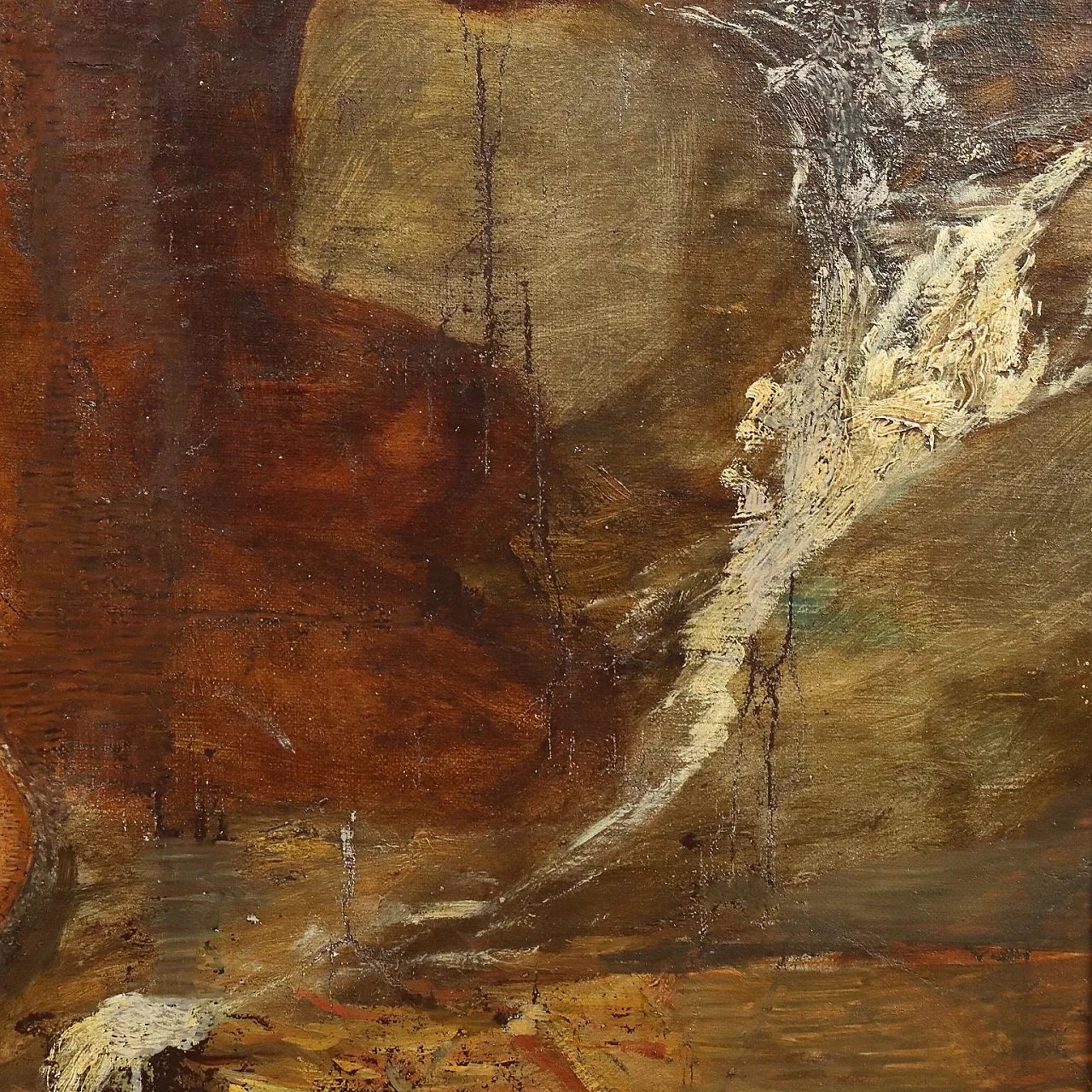 Woman, child and ox, oil painting on canvas, 19th century 7