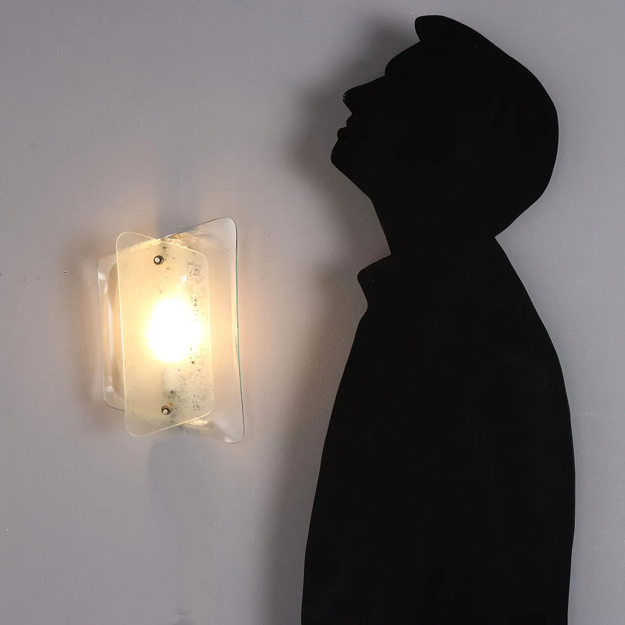 Brass and glass wall lamp, 1960s 2