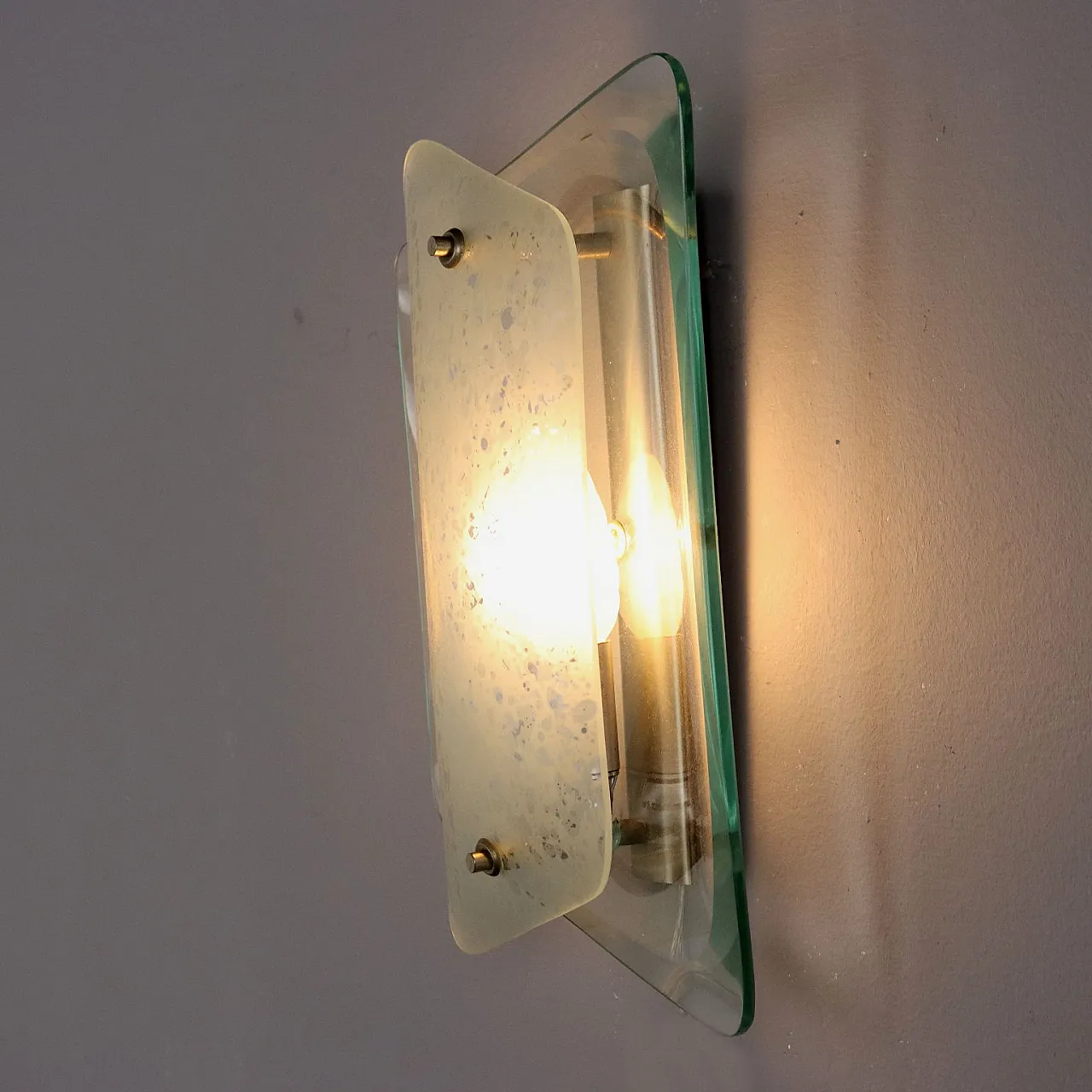 Brass and glass wall lamp, 1960s 3