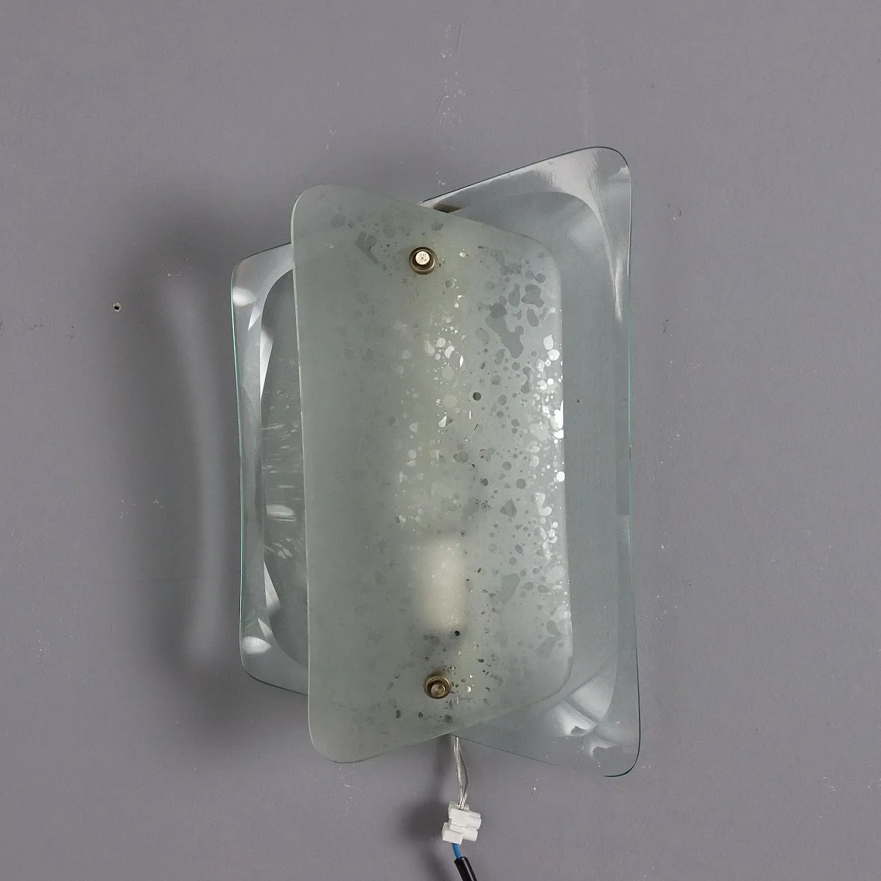 Brass and glass wall lamp, 1960s 5