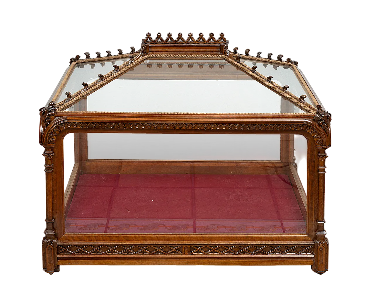 Vetrina Bacheca Neogotica in massello di noce, primo '800 7