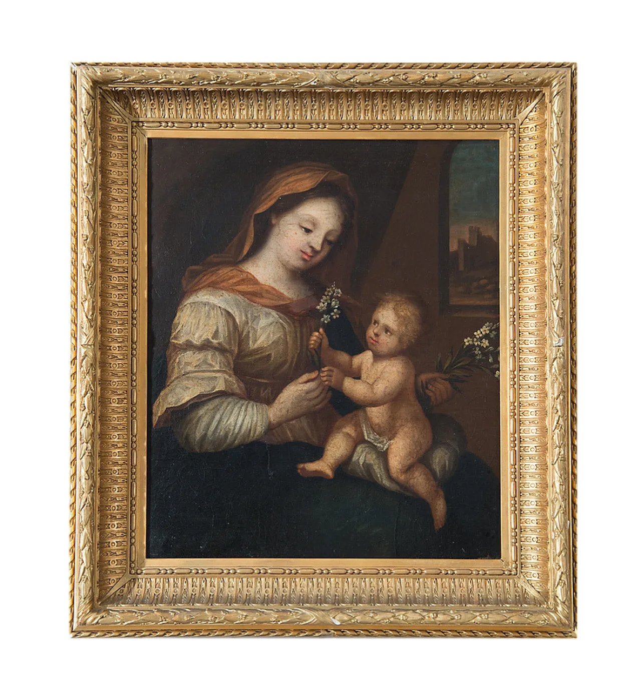 Painting oil on canvas Madonna and Child, Lombardi, 18th century 6