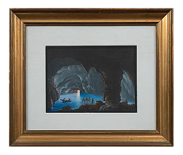 Tempera su cartoncino Gouaches raffigurante la grotta di Capri, '900