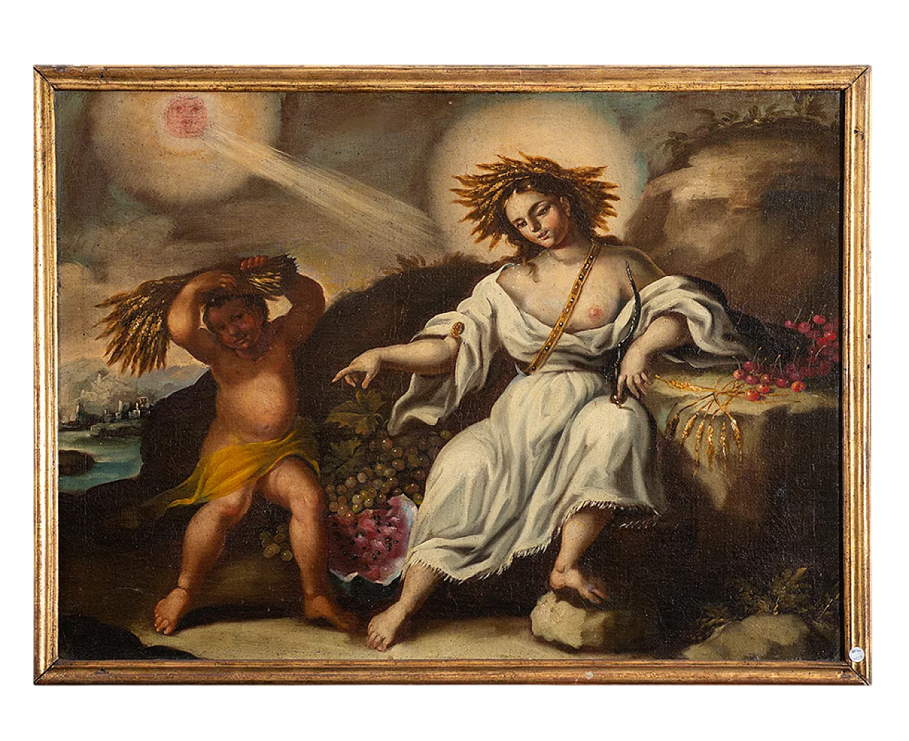 Neapolitan painting oil on canvas allegory, 18th century 5