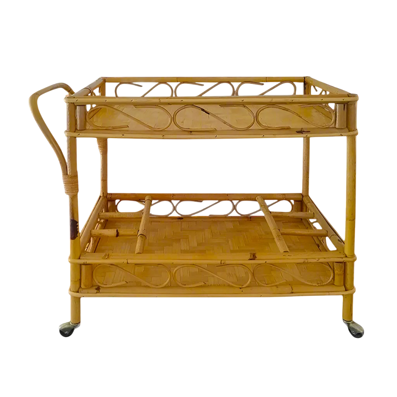 Carrello bar in bamboo e rattan di Franco Albini, anni '60 11