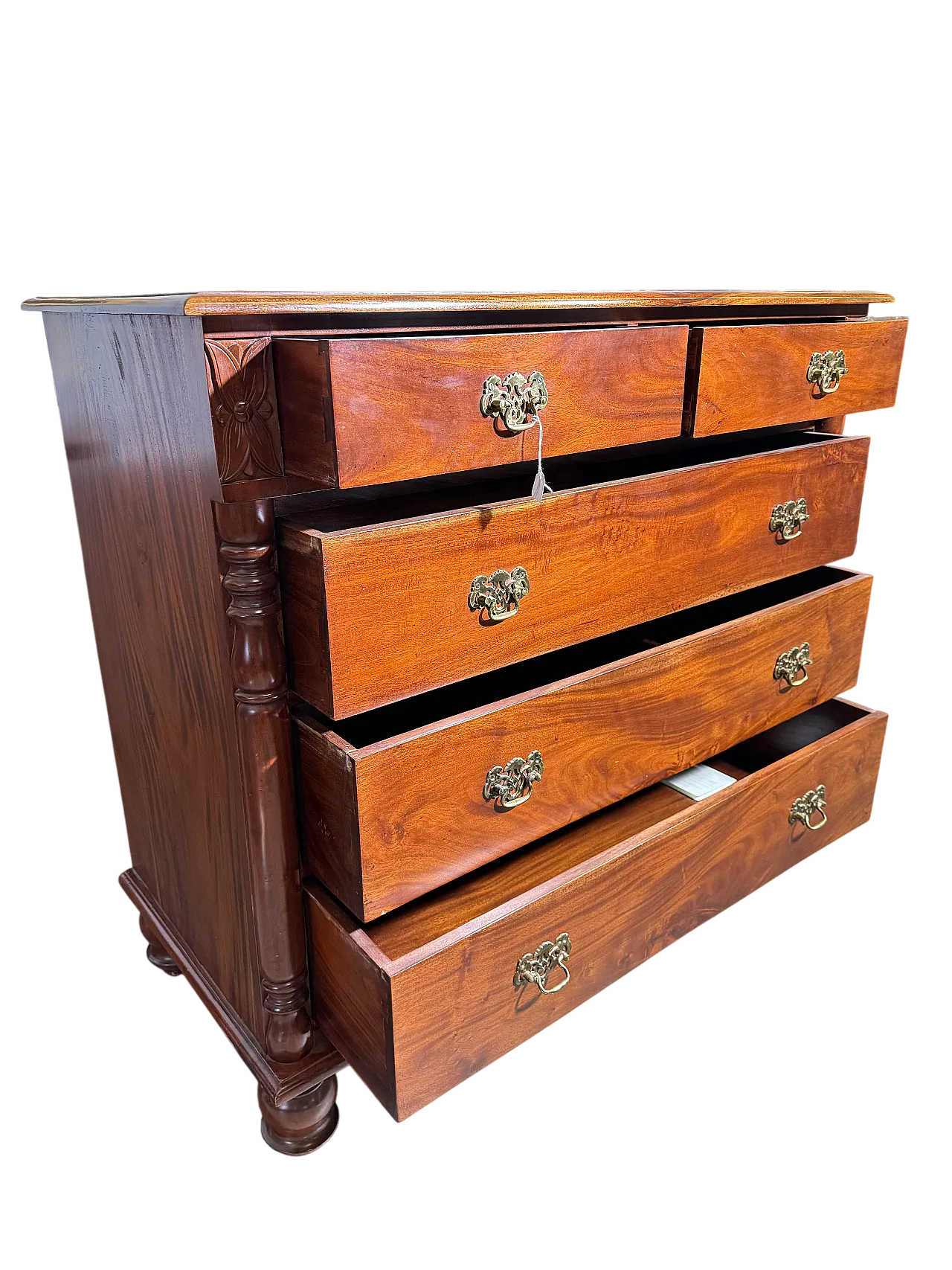Comò cassettone Giorgio III, inglese in mogano, fine '800 13