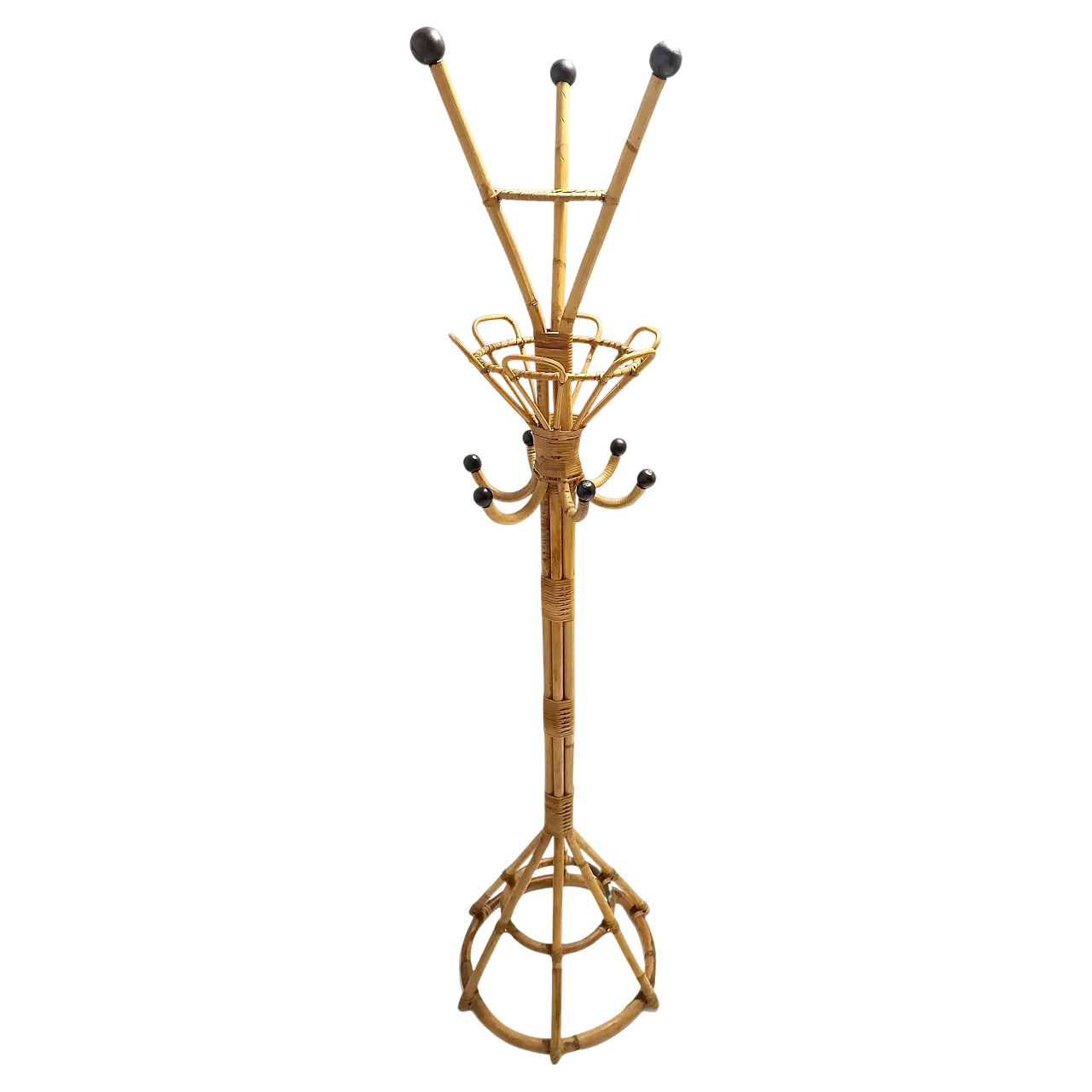 Wicker and Bamboo Coat Rack by Fratelli Castano, Italy 14