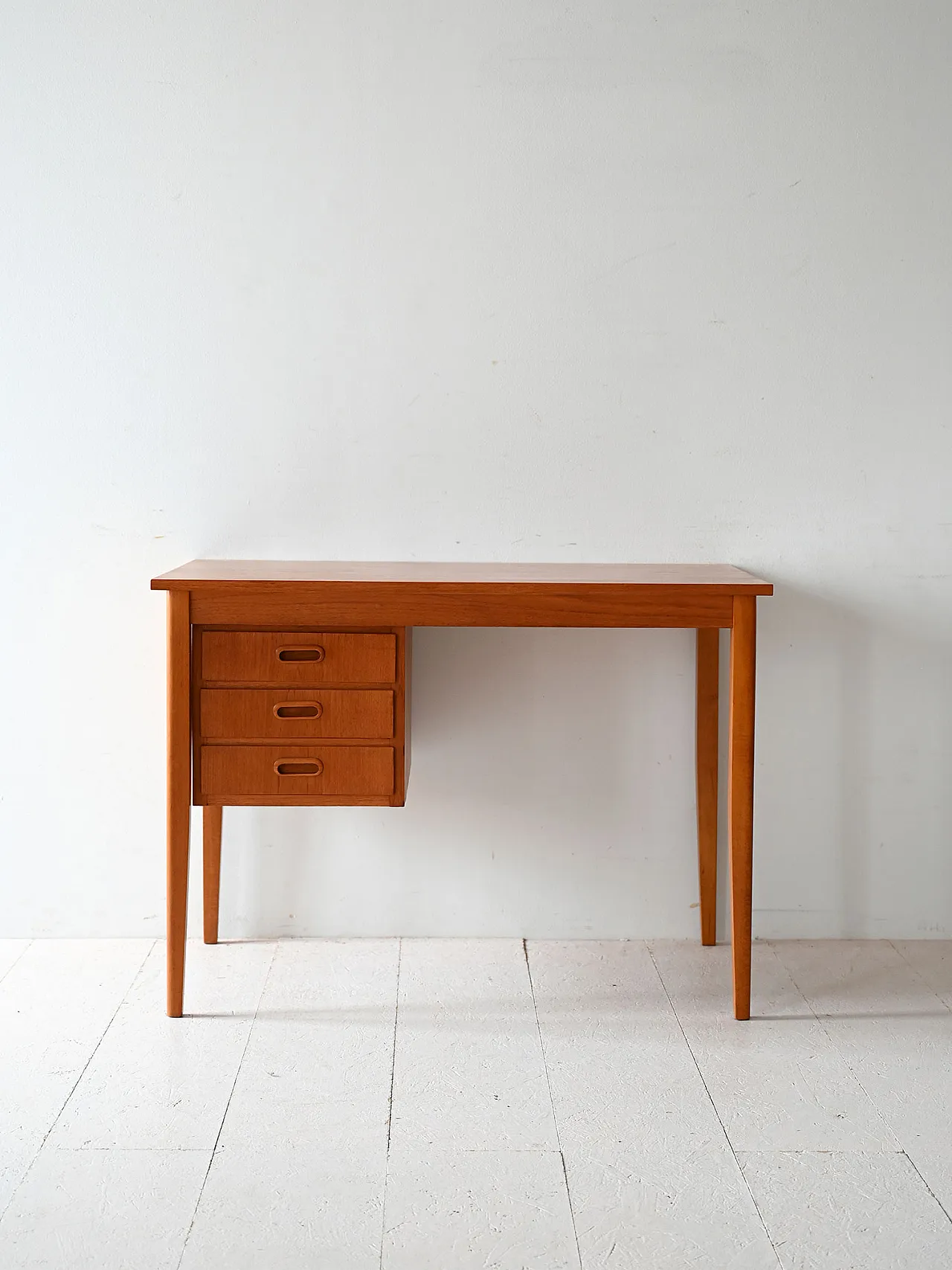 Scandinavian Teak desk with three drawers 2