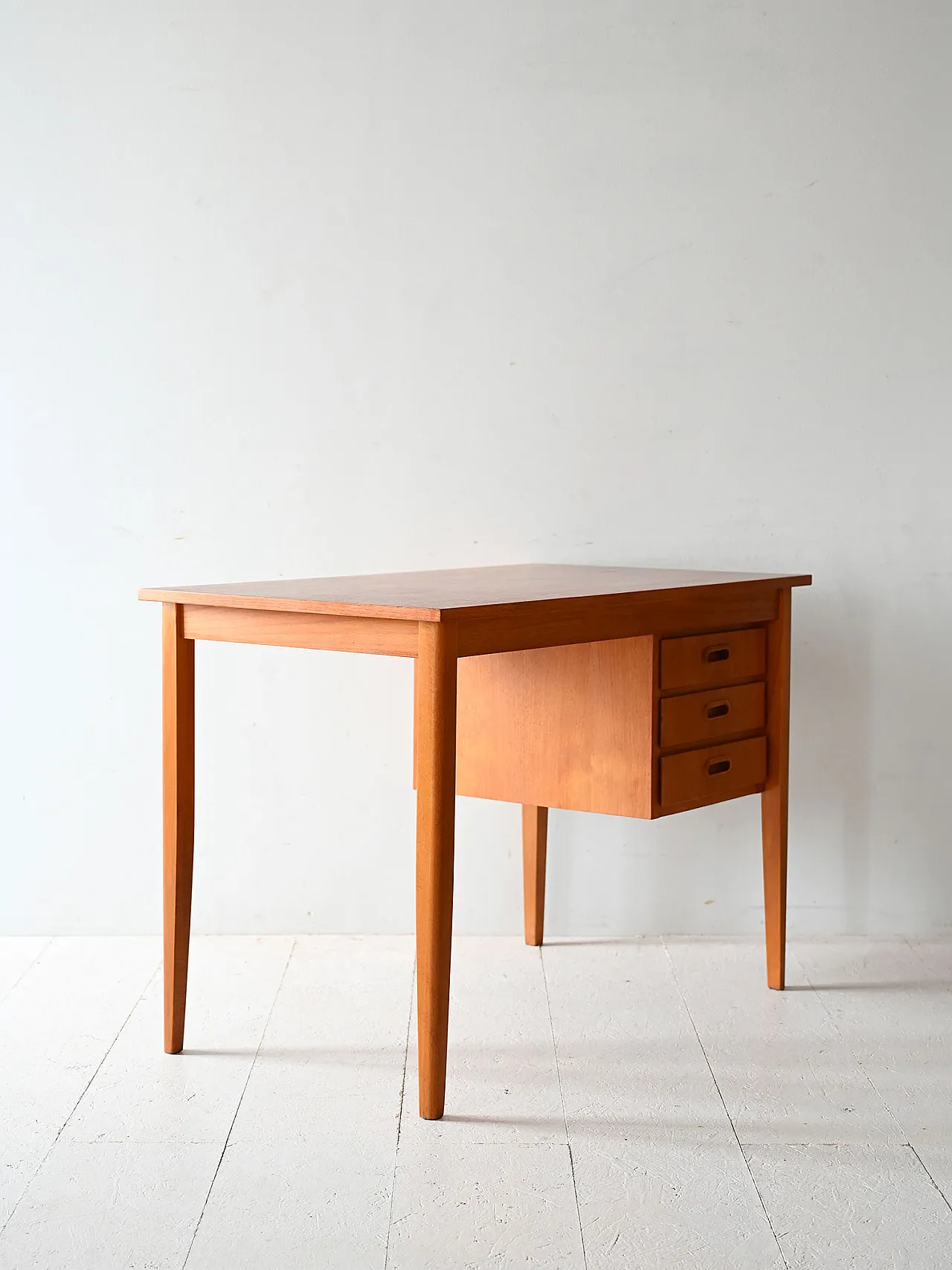 Scandinavian Teak desk with three drawers 4