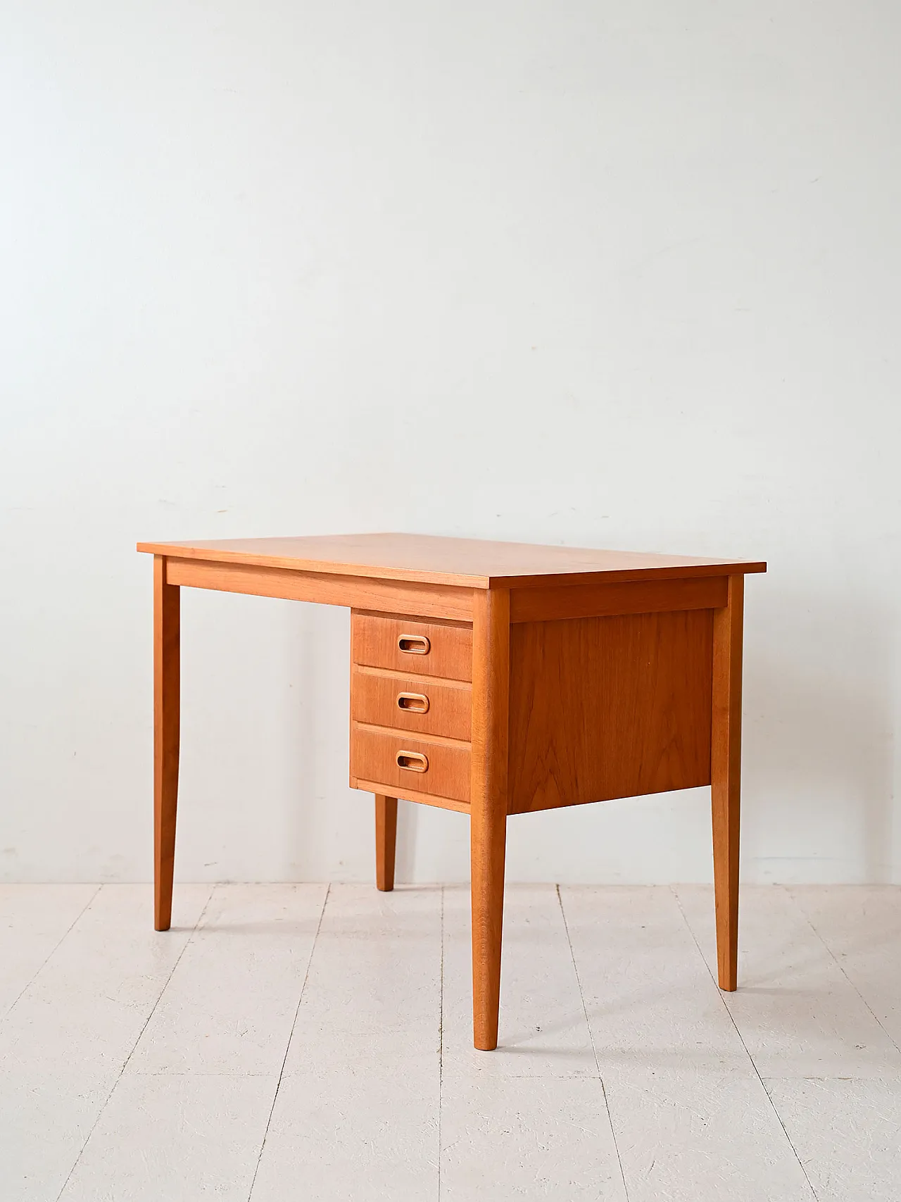 Scandinavian Teak desk with three drawers 5