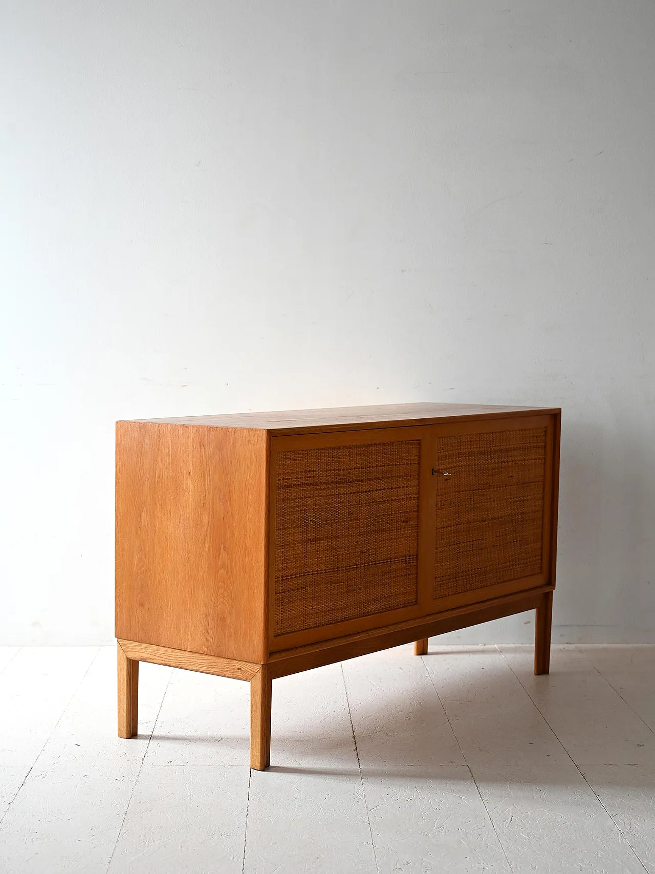 Scandinavian Cabinet in oak with rattan doors 4