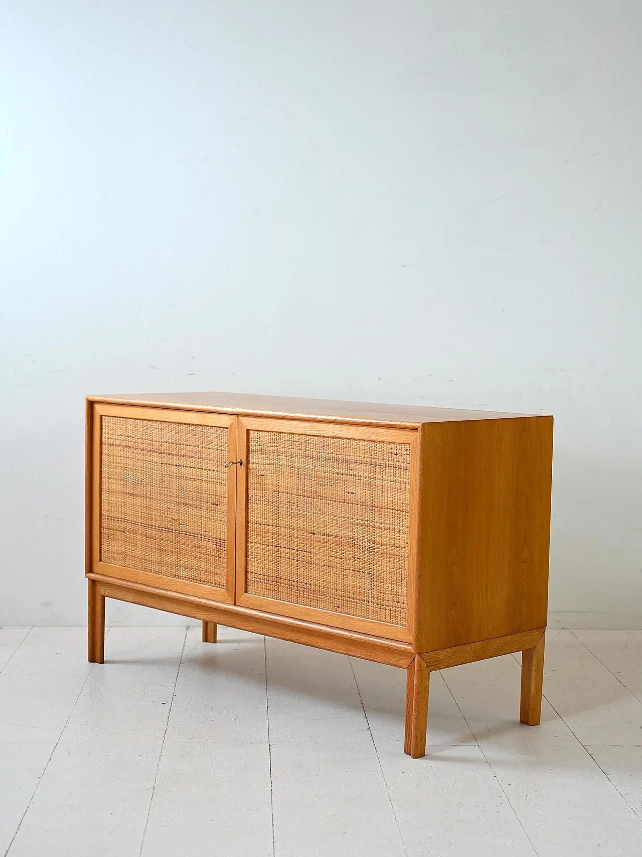 Scandinavian Cabinet in oak with rattan doors 5