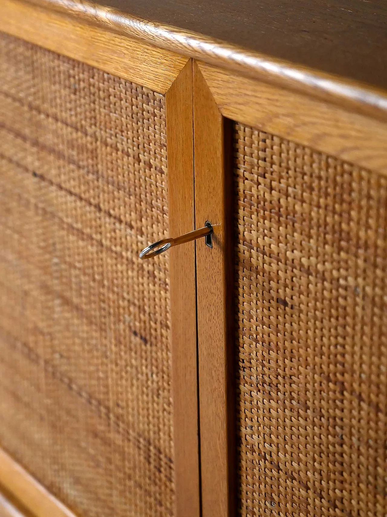 Scandinavian Cabinet in oak with rattan doors 9