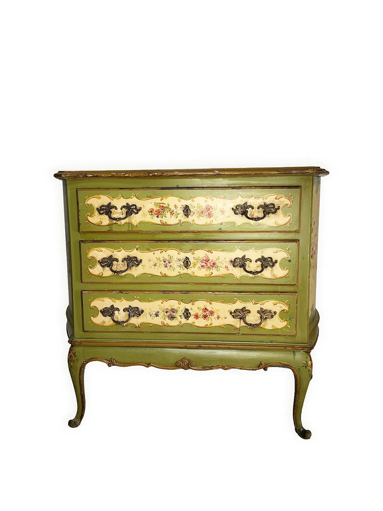 Italian Venetian style Hand Paintedchest of drawers, 50s 1