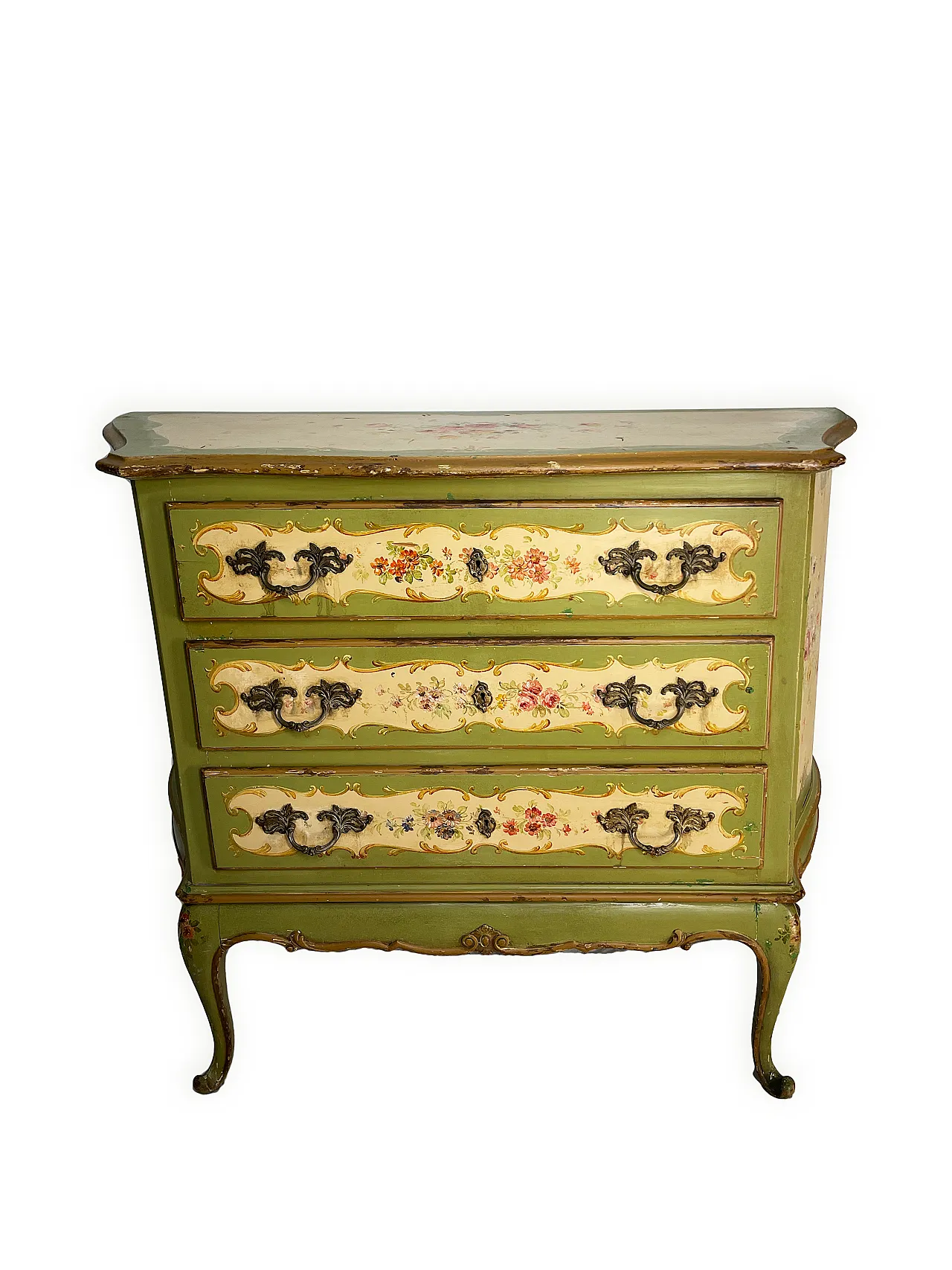Italian Venetian style Hand Paintedchest of drawers, 50s 2