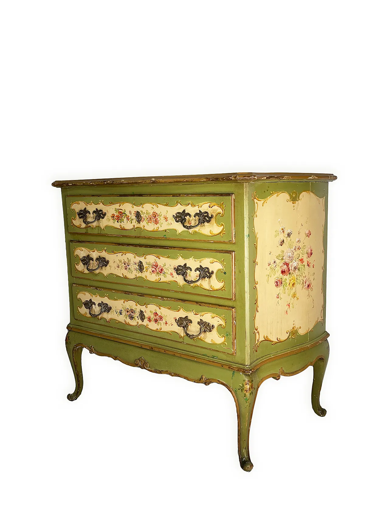 Italian Venetian style Hand Paintedchest of drawers, 50s 3