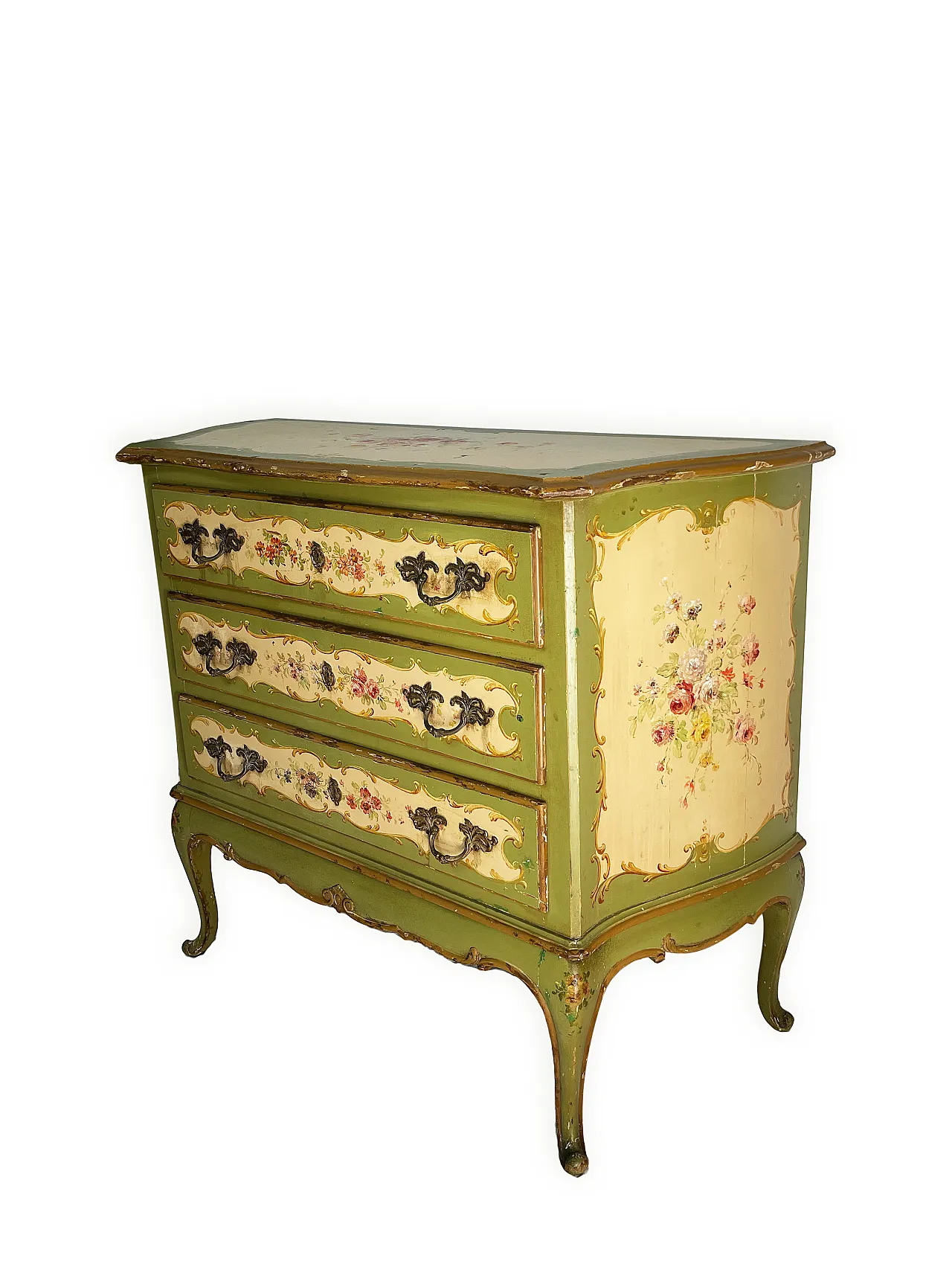Italian Venetian style Hand Paintedchest of drawers, 50s 4