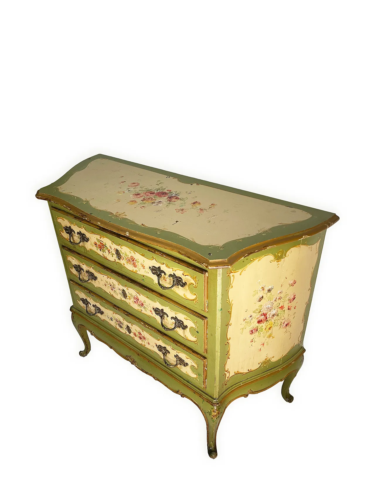 Italian Venetian style Hand Paintedchest of drawers, 50s 5