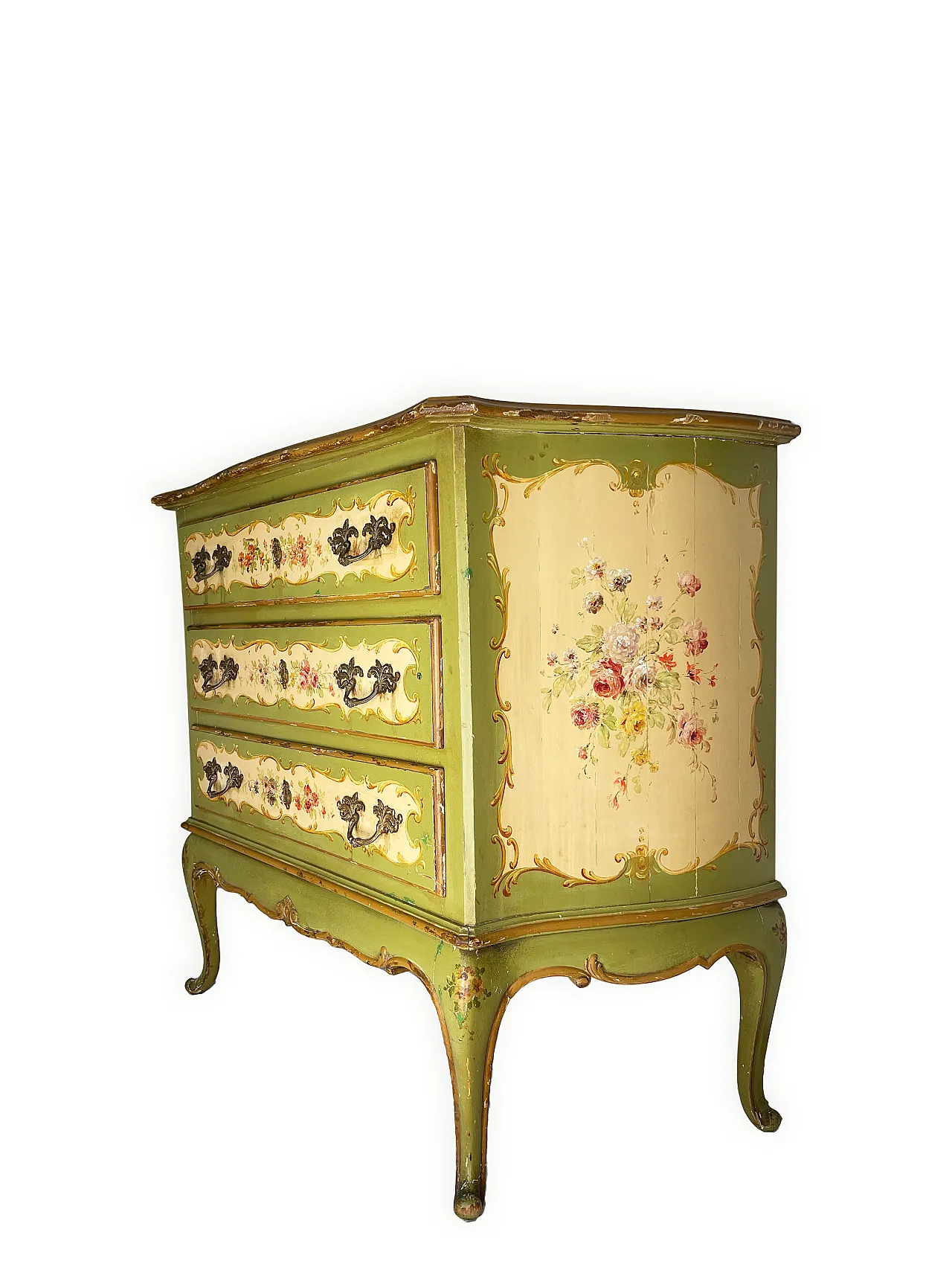 Italian Venetian style Hand Paintedchest of drawers, 50s 6