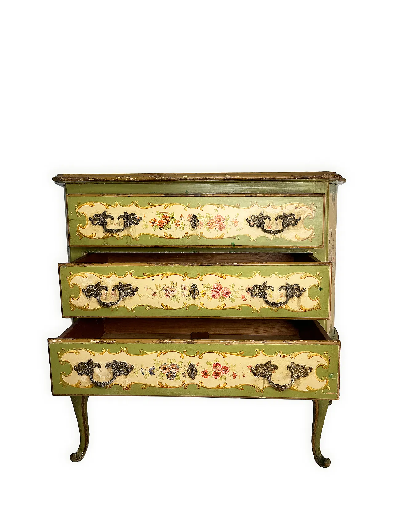 Italian Venetian style Hand Paintedchest of drawers, 50s 7