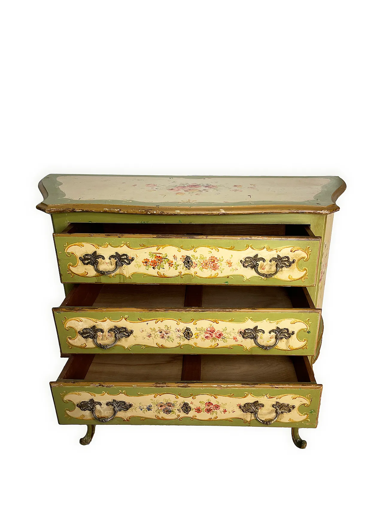 Italian Venetian style Hand Paintedchest of drawers, 50s 8