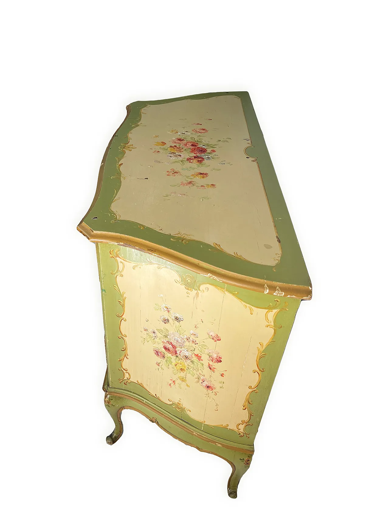 Italian Venetian style Hand Paintedchest of drawers, 50s 12