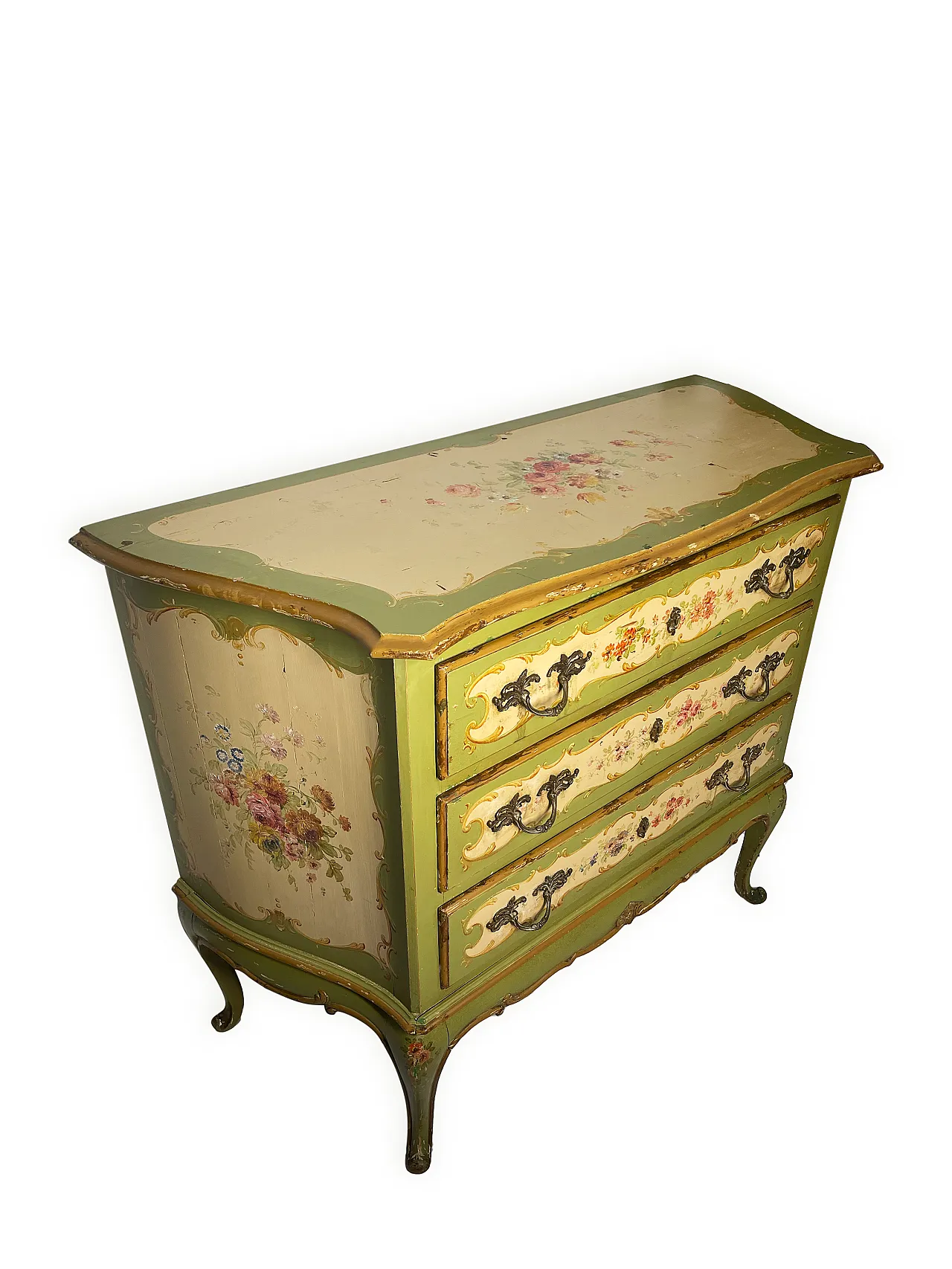 Italian Venetian style Hand Paintedchest of drawers, 50s 16