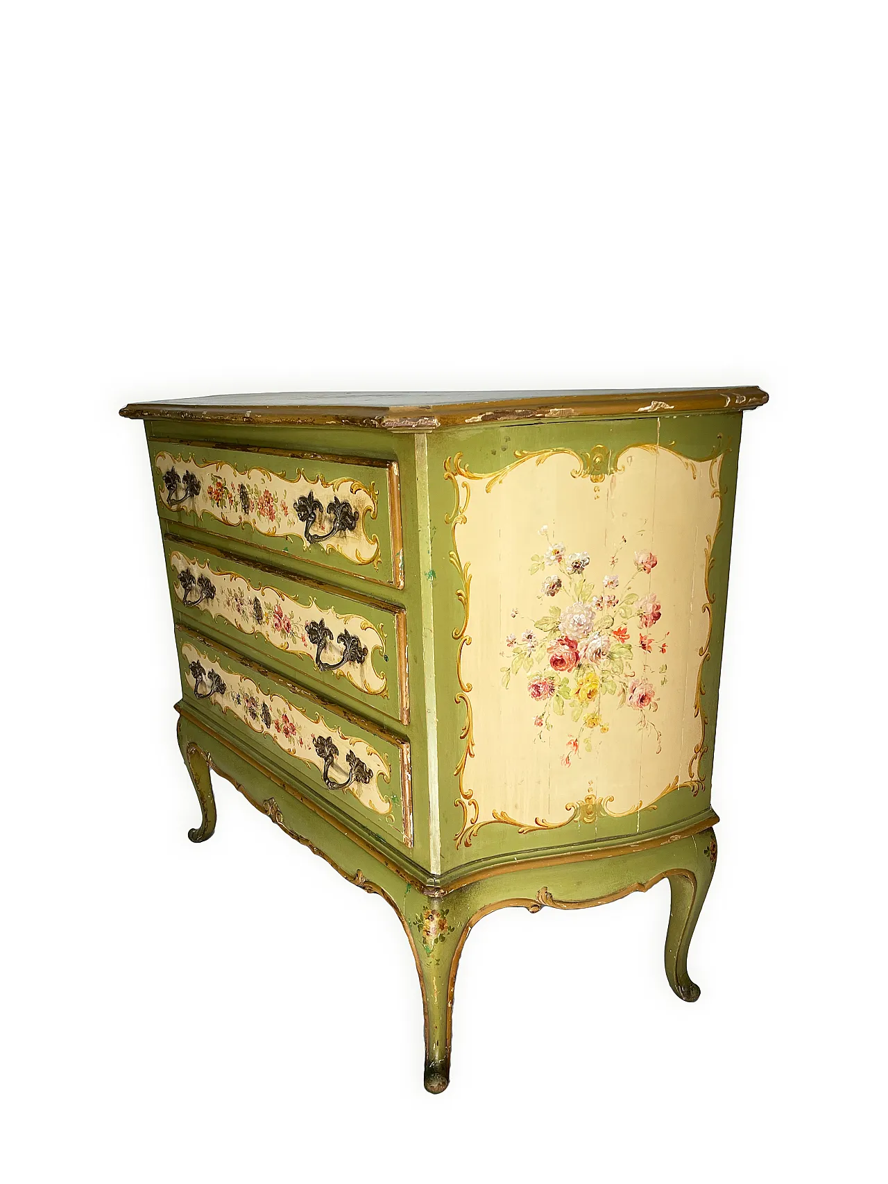 Italian Venetian style Hand Paintedchest of drawers, 50s 21