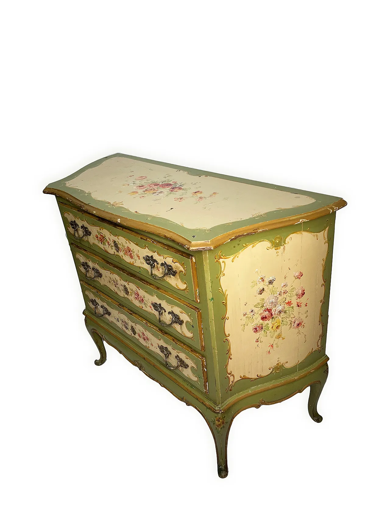 Italian Venetian style Hand Paintedchest of drawers, 50s 22