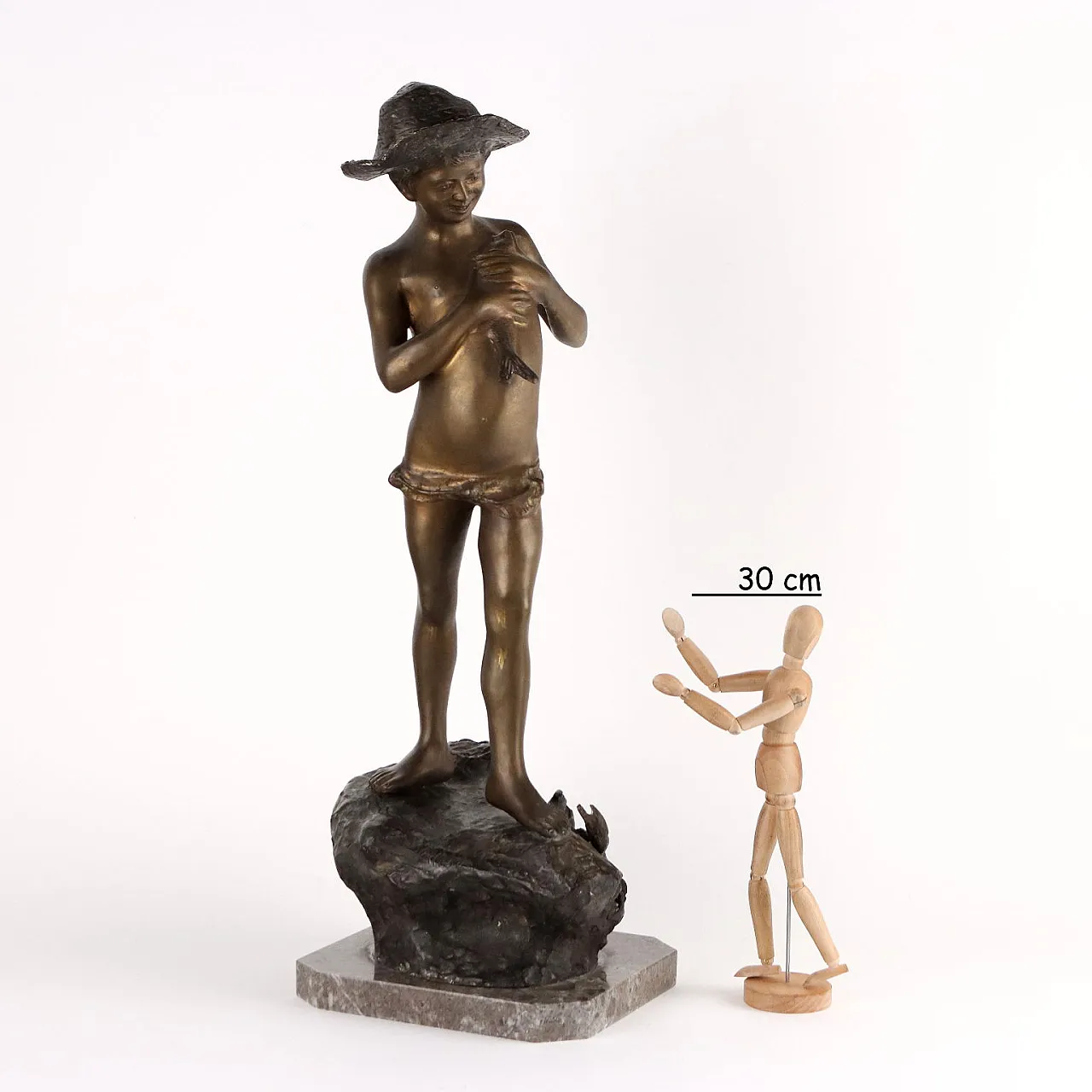 Giovanni Varlese, young fisherman, bronze sculpture, early 20th century 2