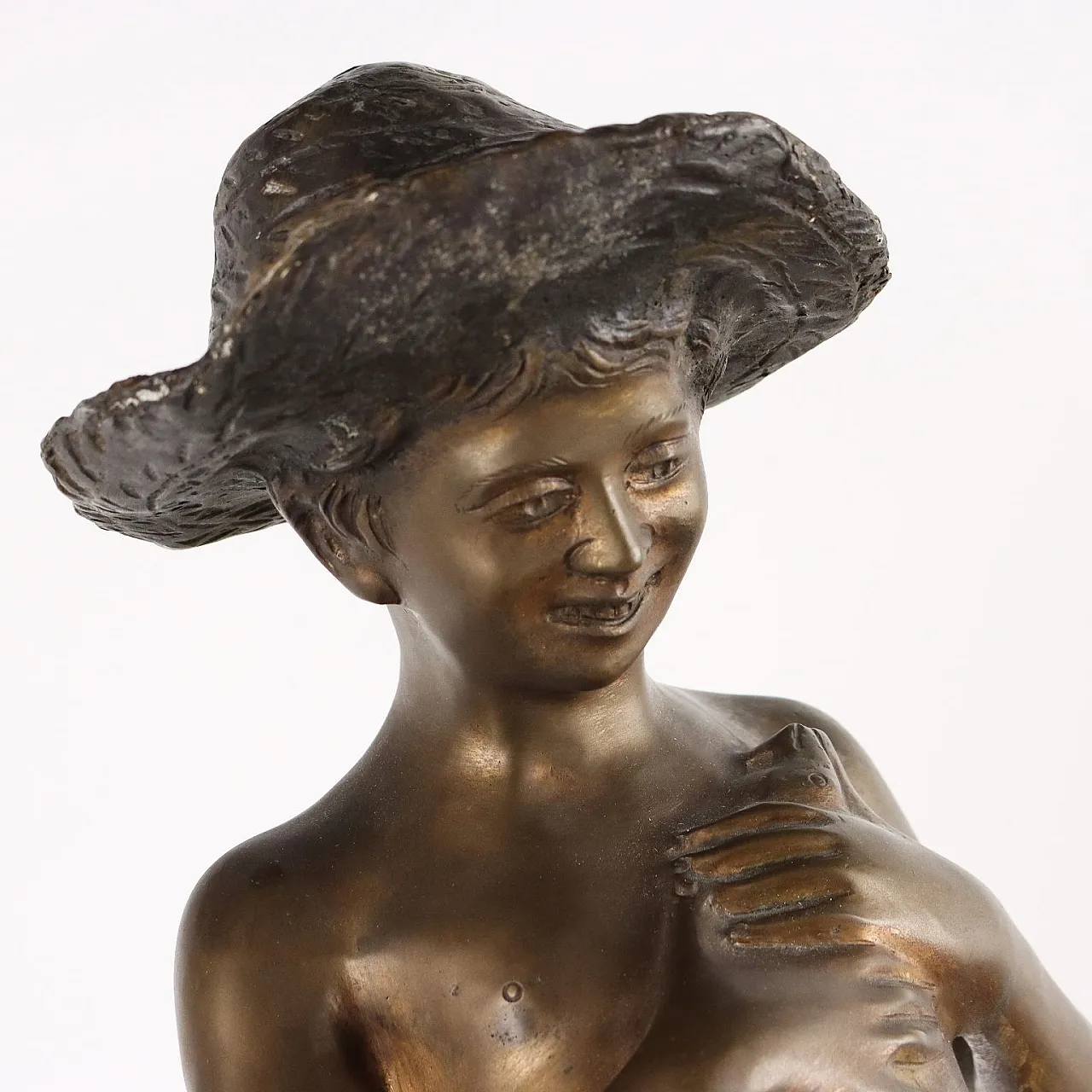 Giovanni Varlese, young fisherman, bronze sculpture, early 20th century 3