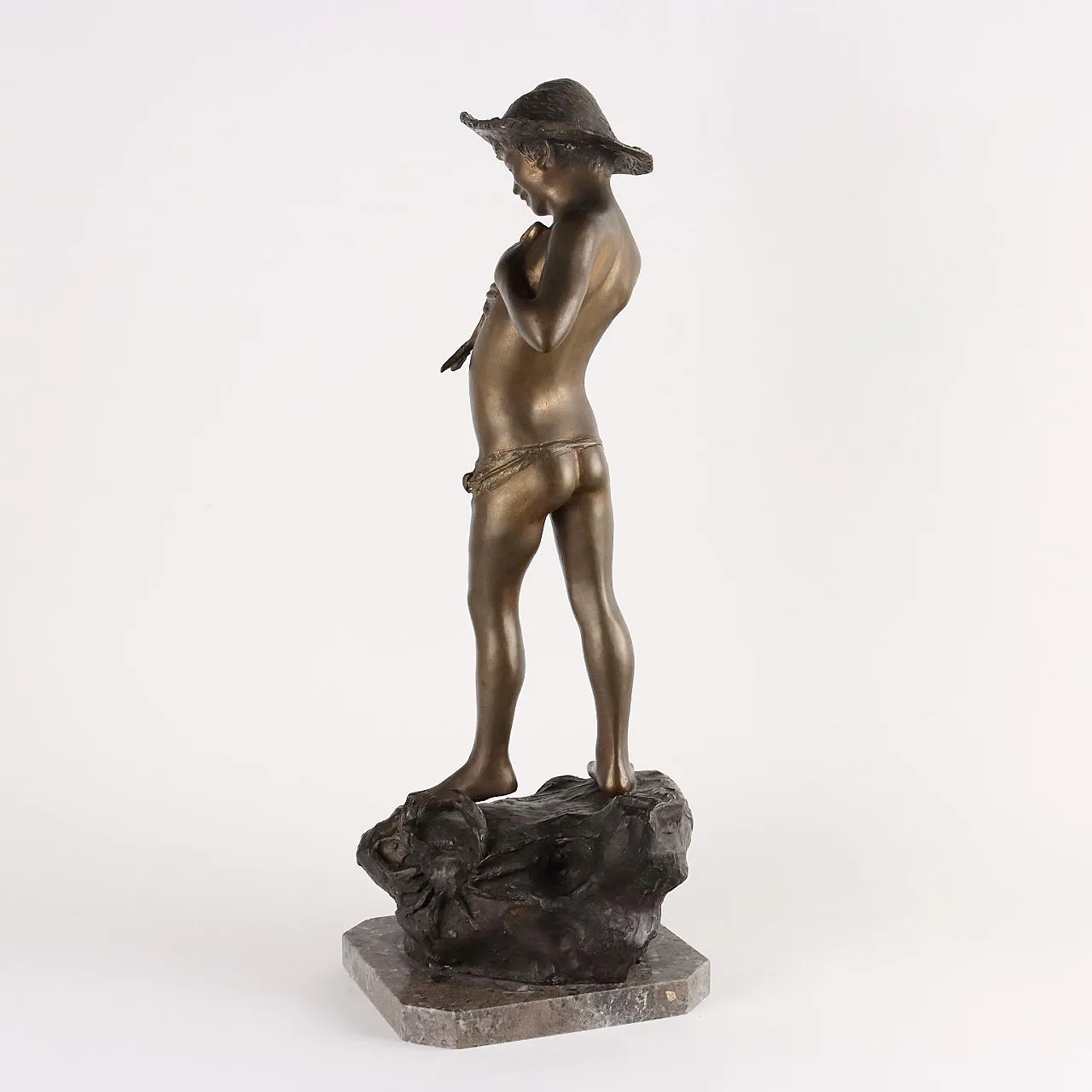 Giovanni Varlese, young fisherman, bronze sculpture, early 20th century 9