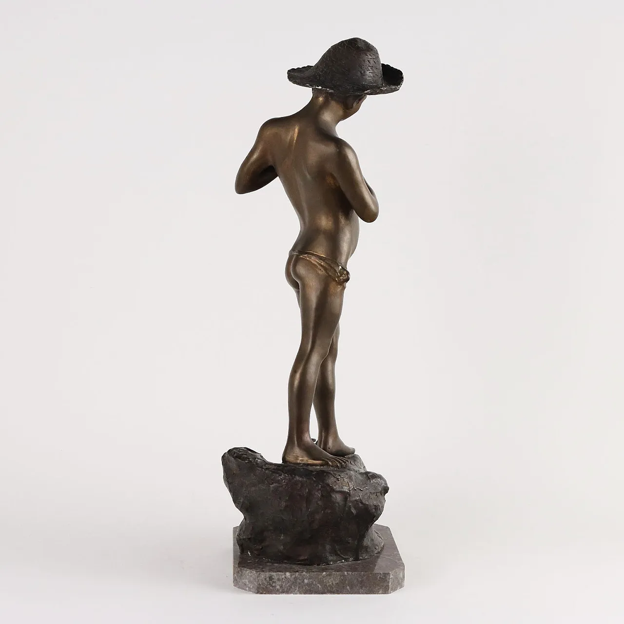 Giovanni Varlese, young fisherman, bronze sculpture, early 20th century 10