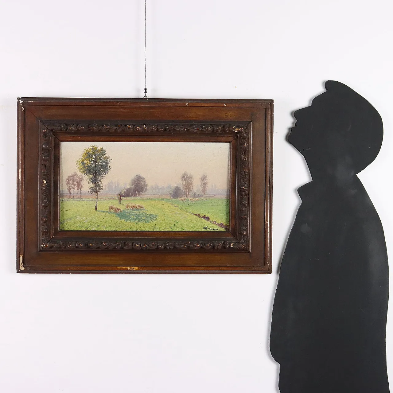 Paesaggio di Campagna con Gregge, olio su tavola, fine '800 2