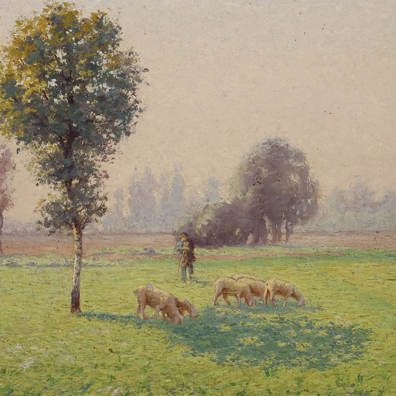 Paesaggio di Campagna con Gregge, olio su tavola, fine '800 3