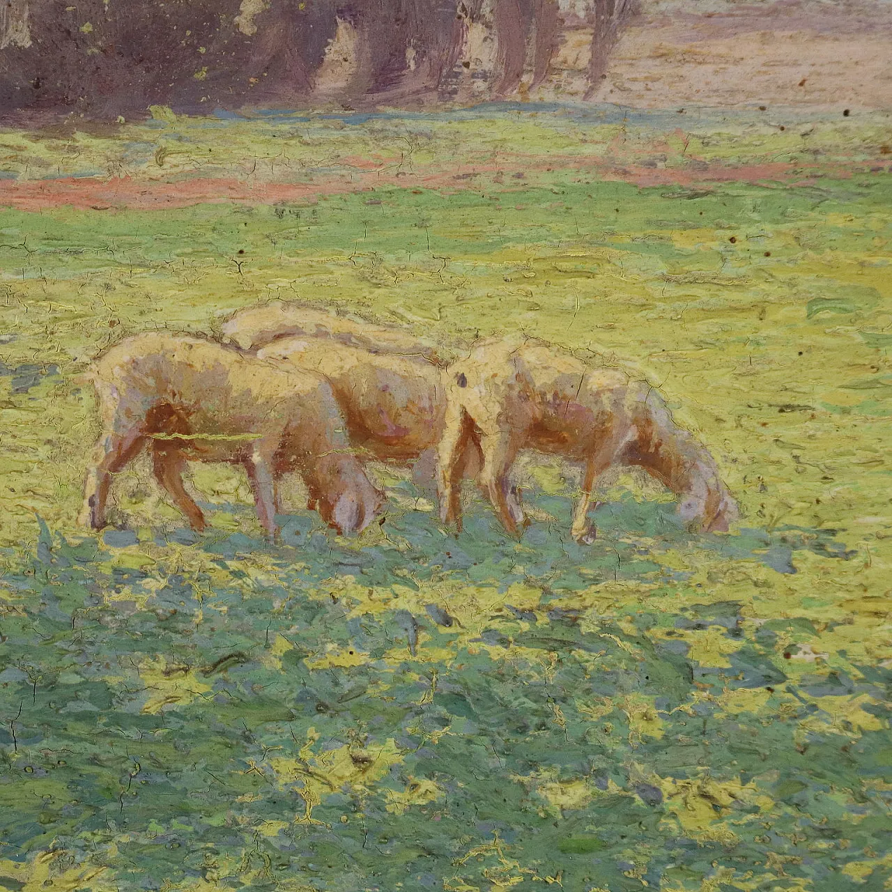 Paesaggio di Campagna con Gregge, olio su tavola, fine '800 5