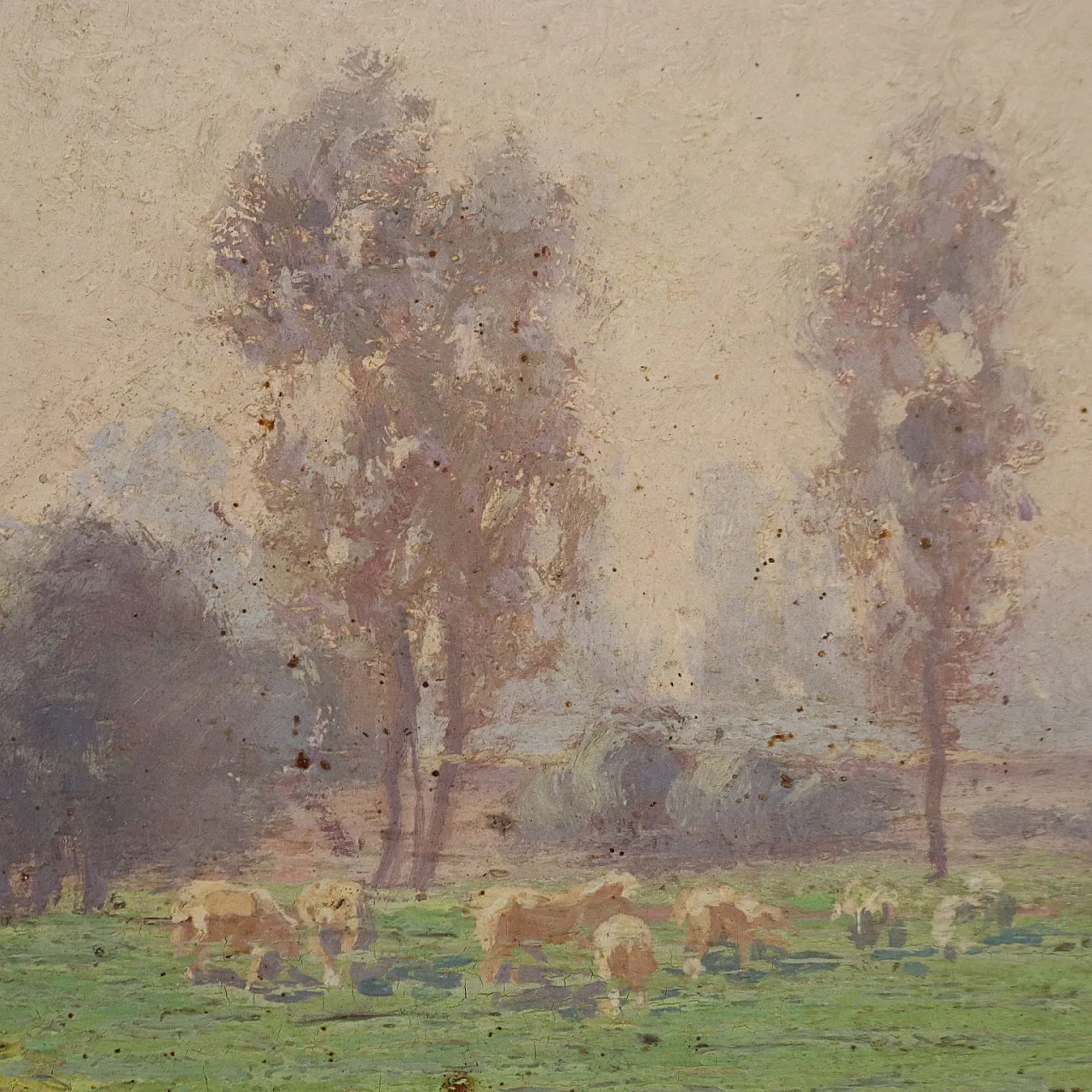 Paesaggio di Campagna con Gregge, olio su tavola, fine '800 6