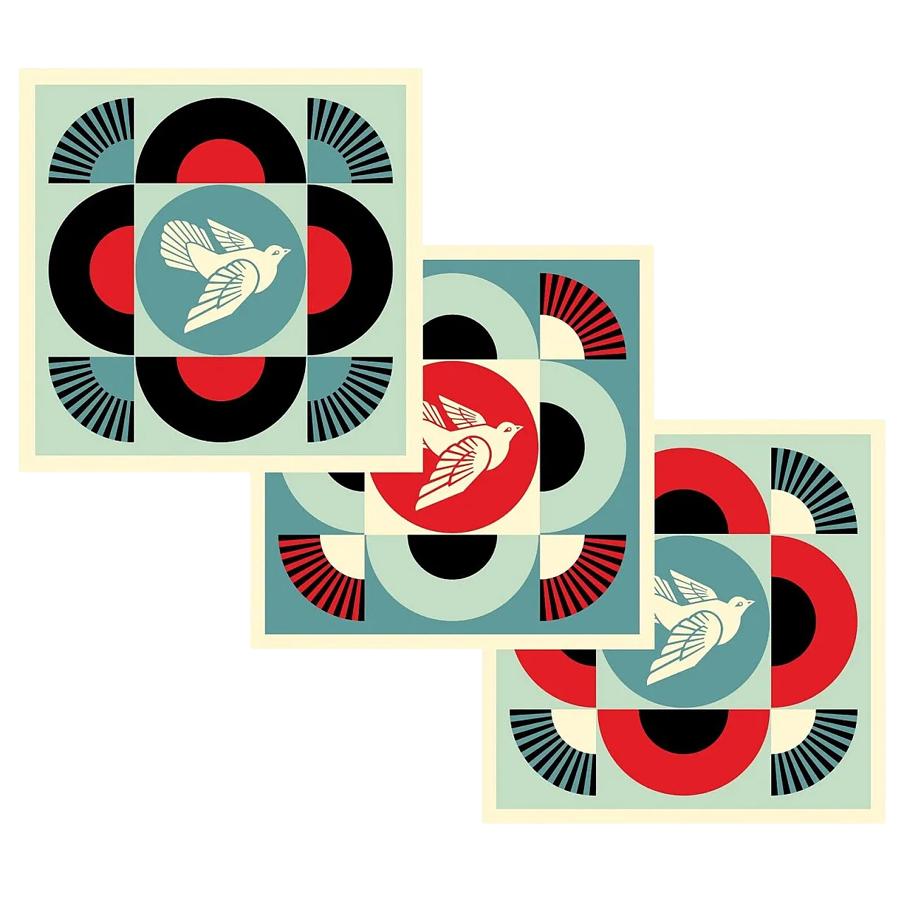 Shepard Fairey, GEOMETRIC DOVE SET, 3 litografie offset su carta, 2024 6
