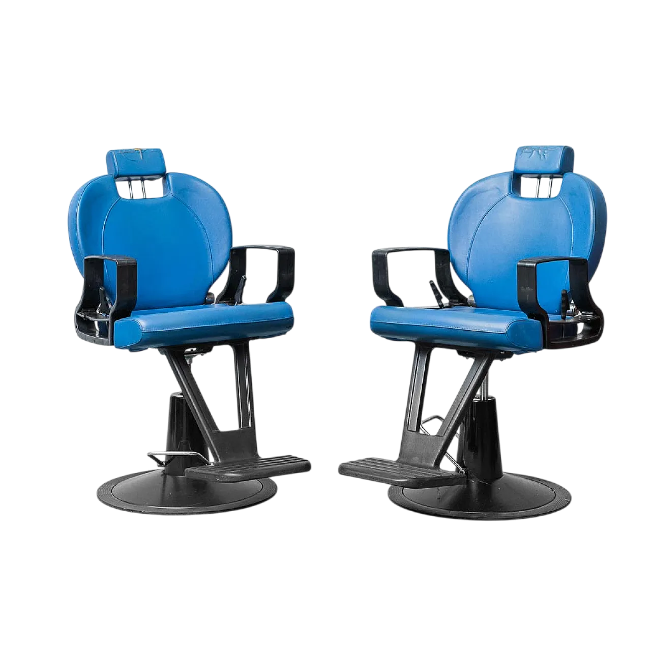 Pair of armchairs from barber in blue eco -leather, 80s 13
