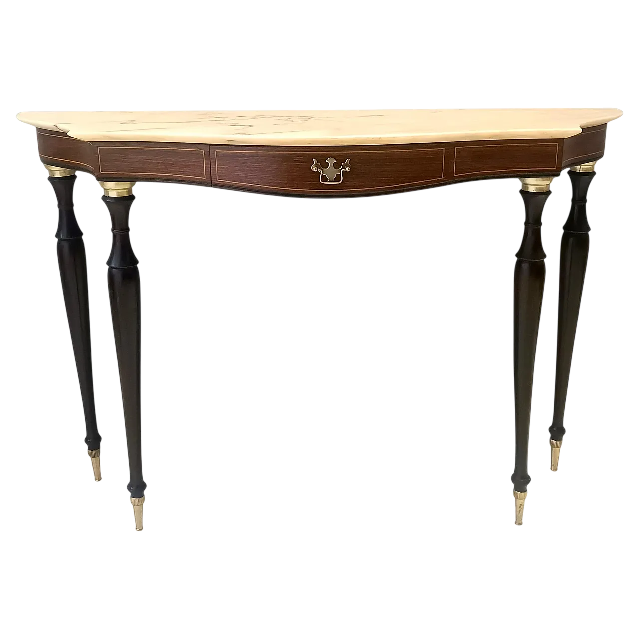 Canaletto Walnut and Beech Console with a Marble Top attr. to Paolo Buffa, Italy 16